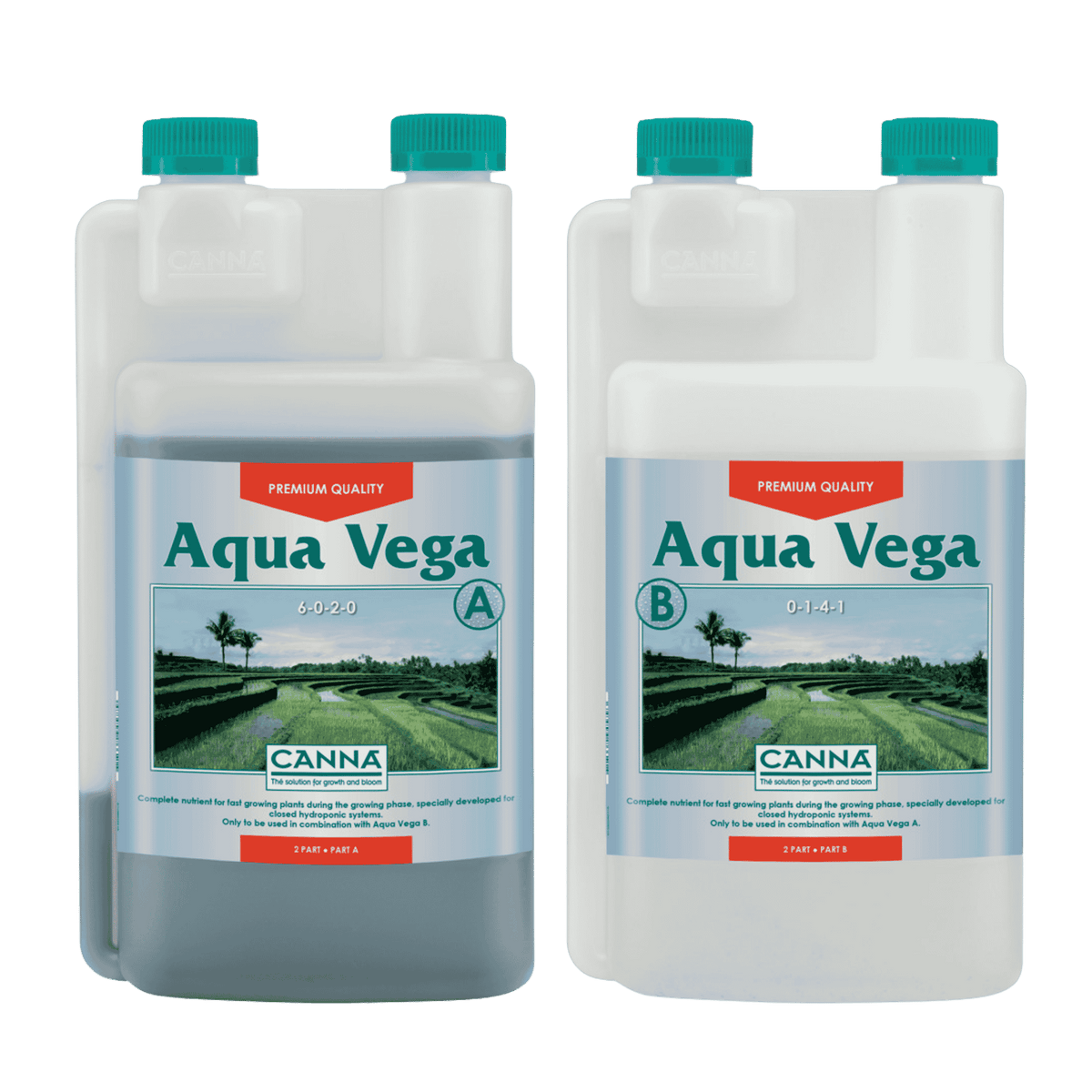 CANNA Aqua Vega A + B - 1L — Two-Part Veg Nutrient for Recirculating NFT & DWC Hydroponics