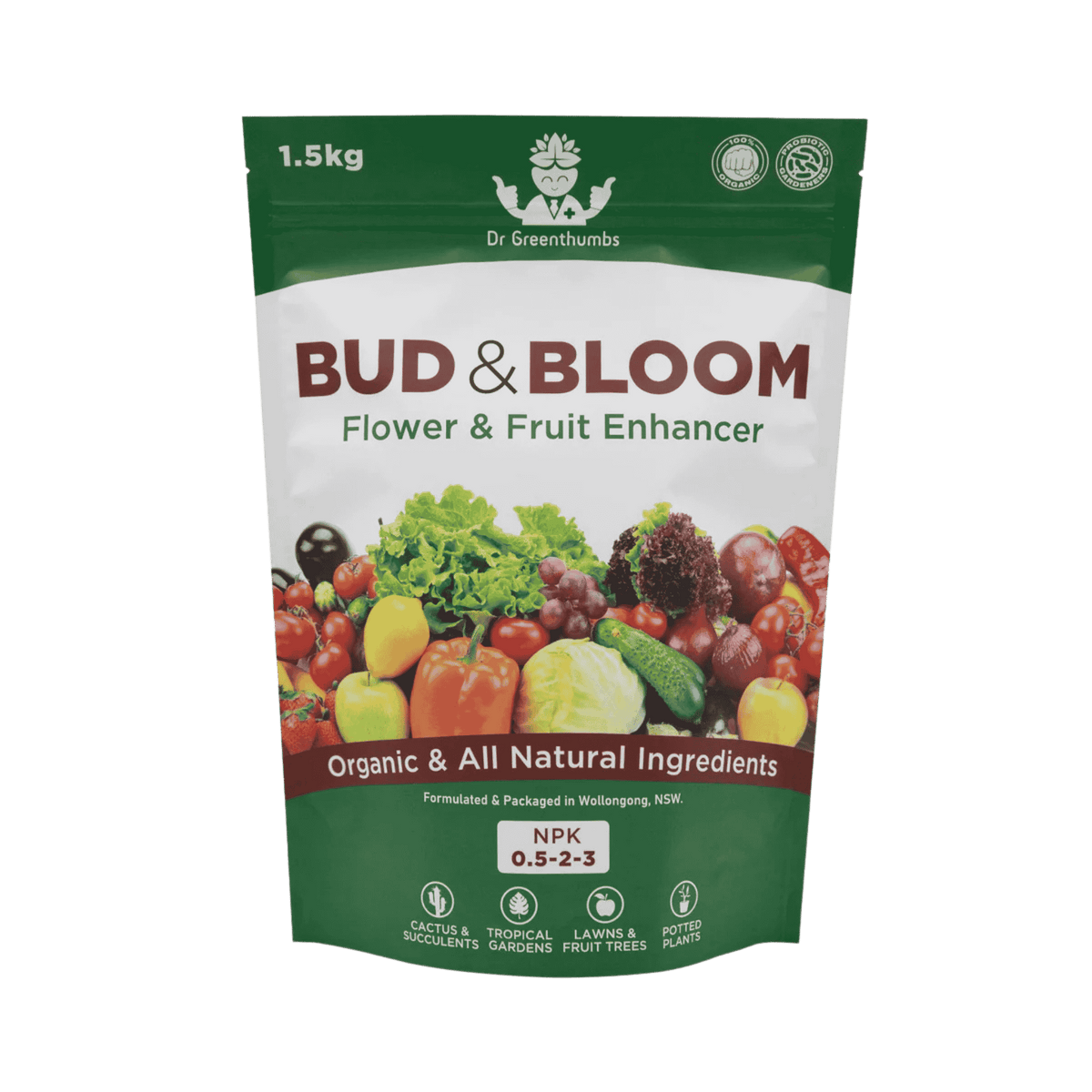 Dr Greenthumbs Bud Bloom - 1.5kg — Organic Granular Bloom Booster with Kelp Guano & Neem Meal