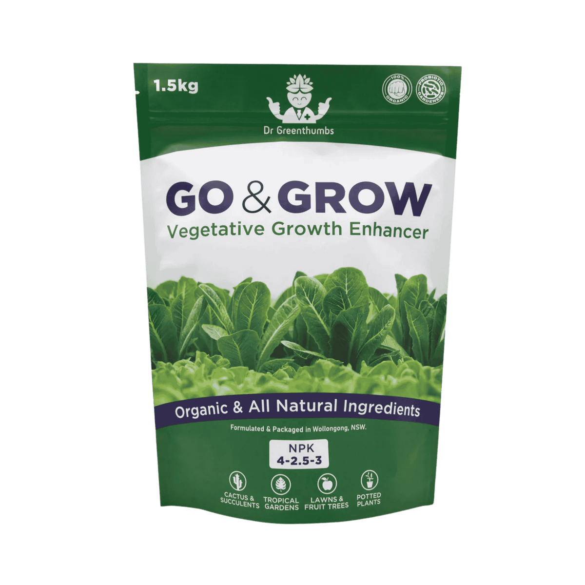 Dr Greenthumbs Go Grow - 1.5kg — Organic Granular Veg Blend for Foliage Roots & Soil Life