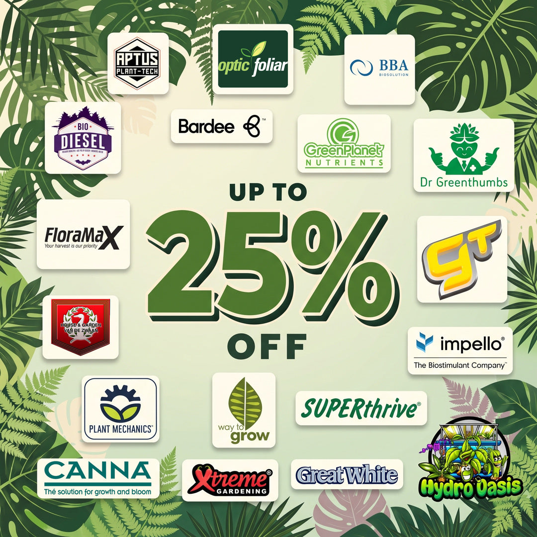 Participating nutrient brands at Hydro Oasis, up to 25% off