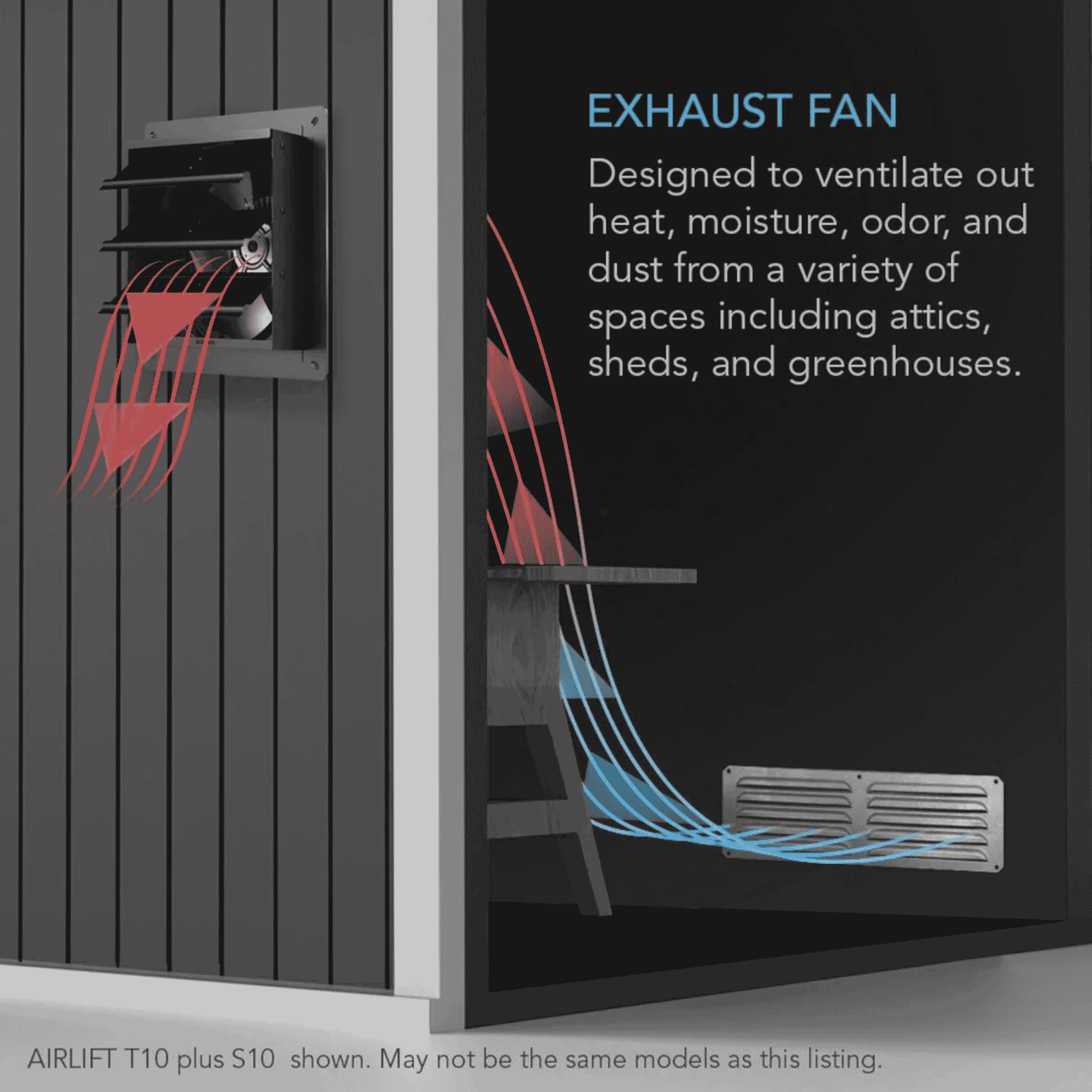 AC Infinity AIRLIFT Series exhaust fan — wall-mounted ventilation for greenhouses & garages
