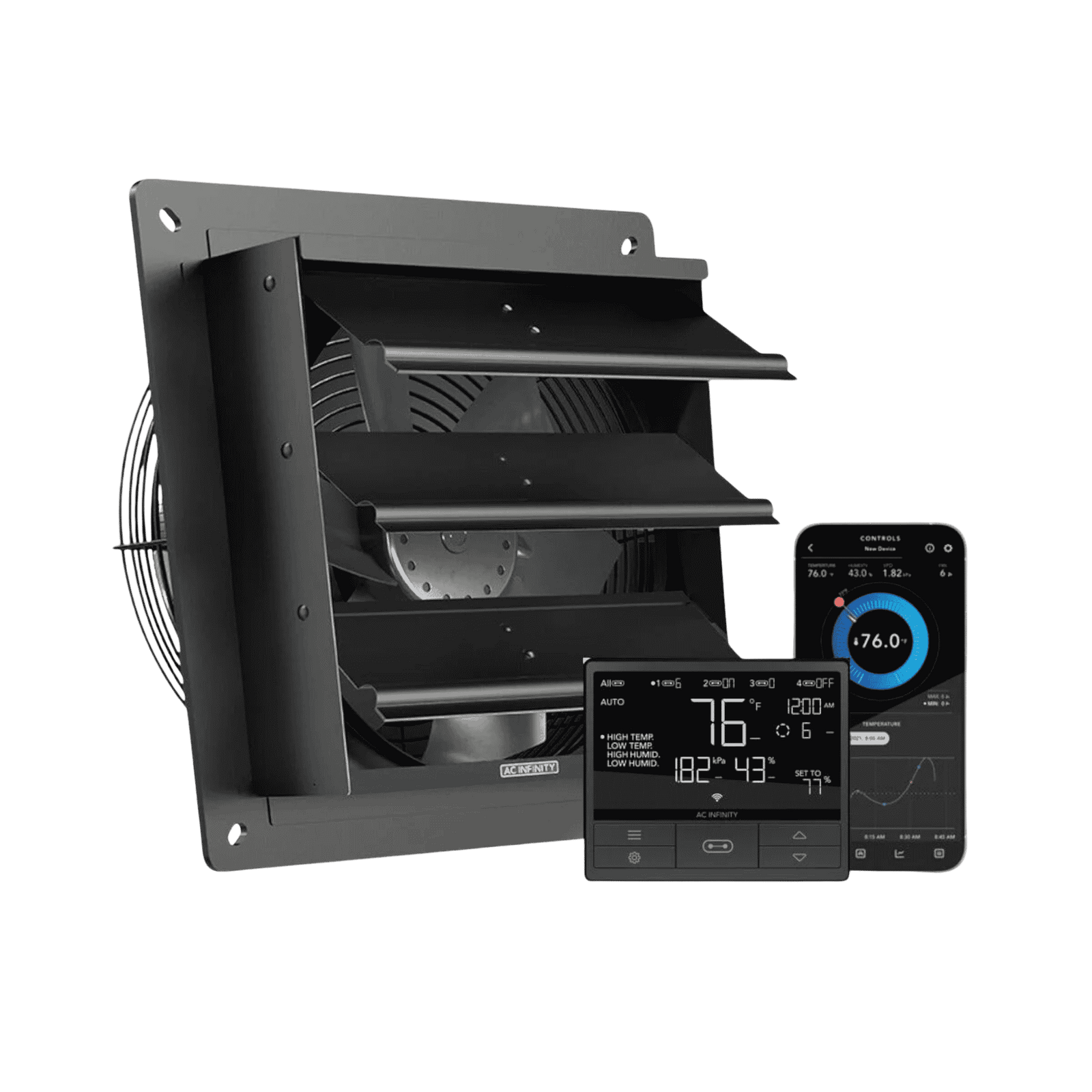 AC Infinity AIRLIFT T10 — 10-inch Smart Shutter Exhaust Fan with PWM-Controlled EC Motor