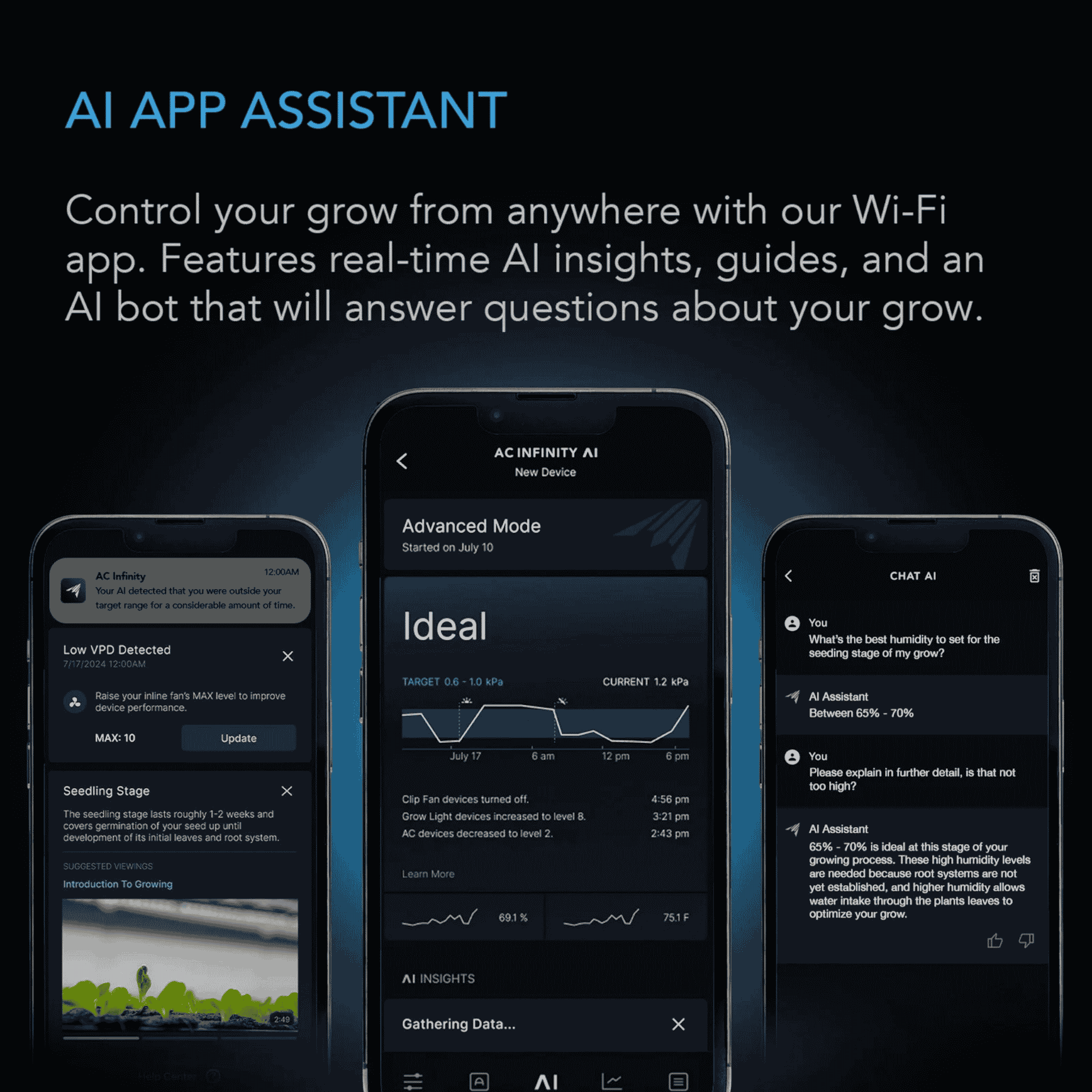 AC Infinity AI+ Controller AI app assistant — natural-language environmental tuning