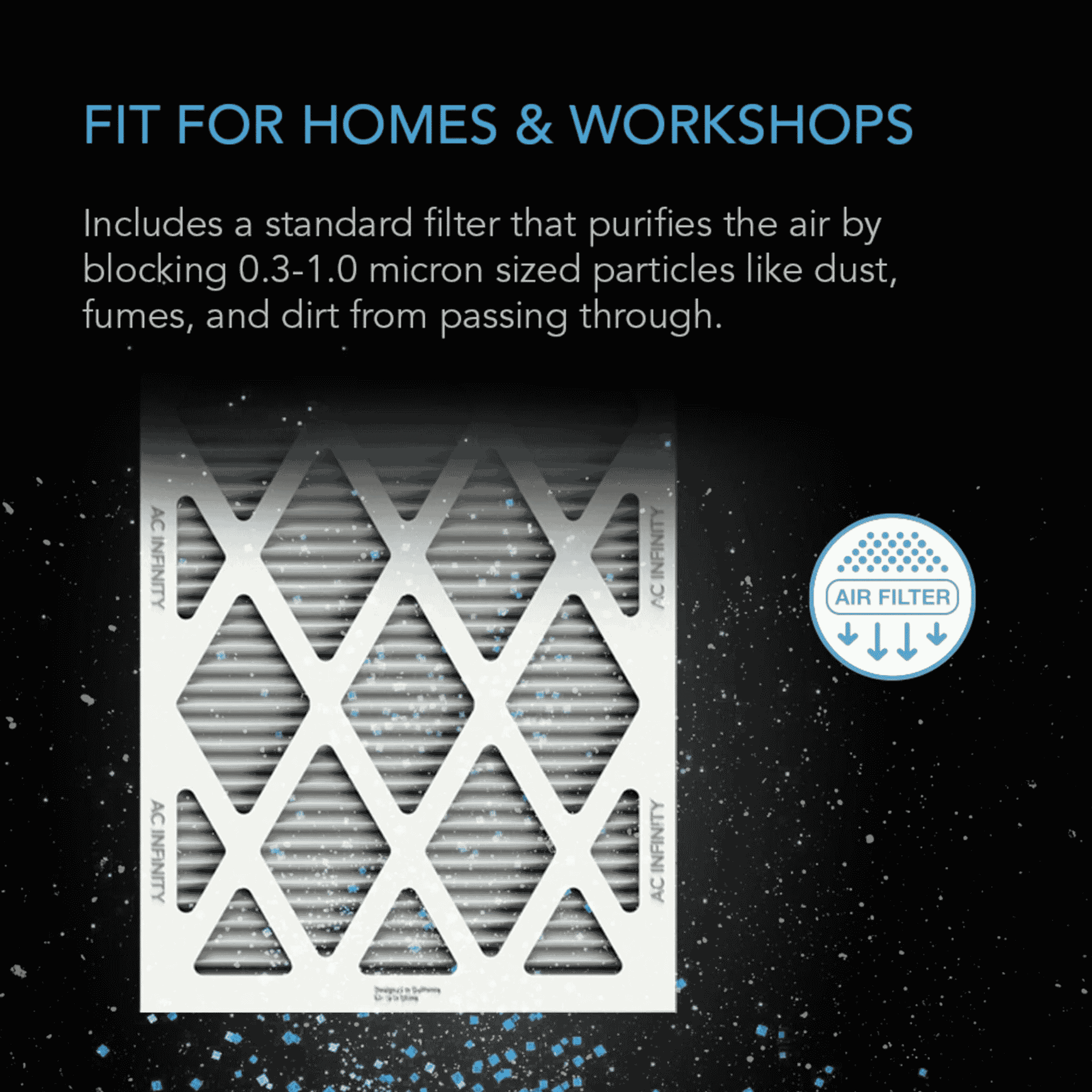 AC Infinity Air Filter Box — particulate filtration for homes workshops & grow spaces