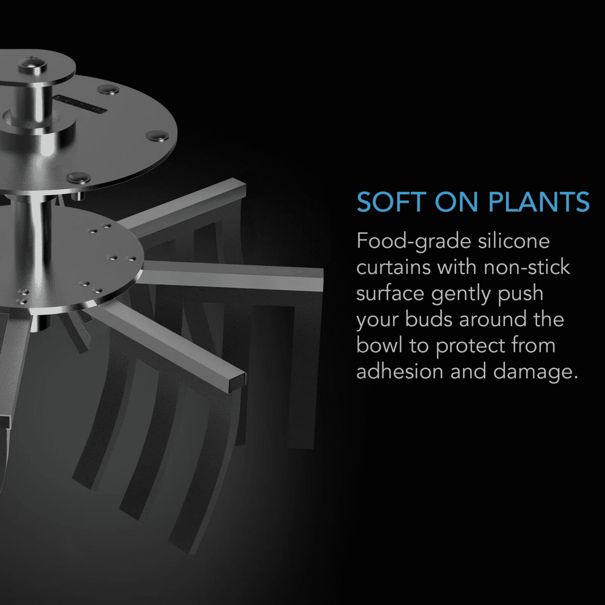 AC Infinity Bowl Trimmer soft on plants — gentle blade contact preserves trichomes