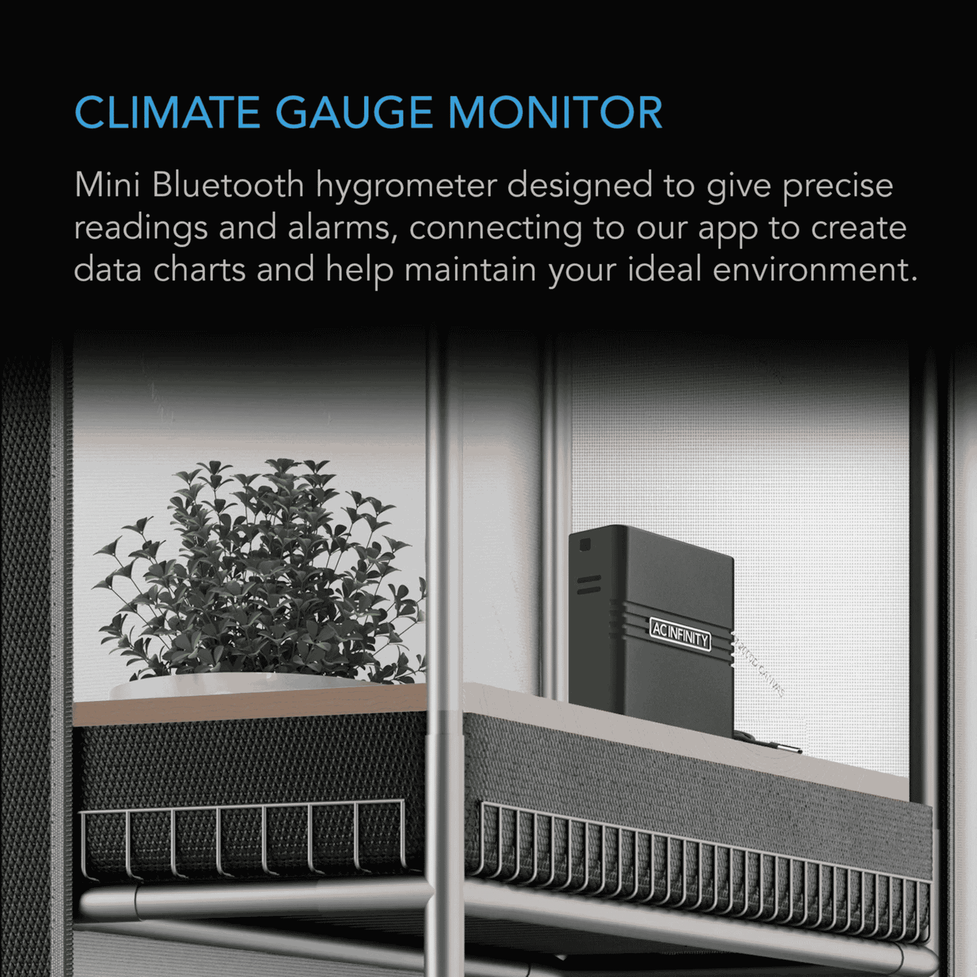 AC Infinity CLOUDCOM climate gauge — at-a-glance temperature & humidity tracking