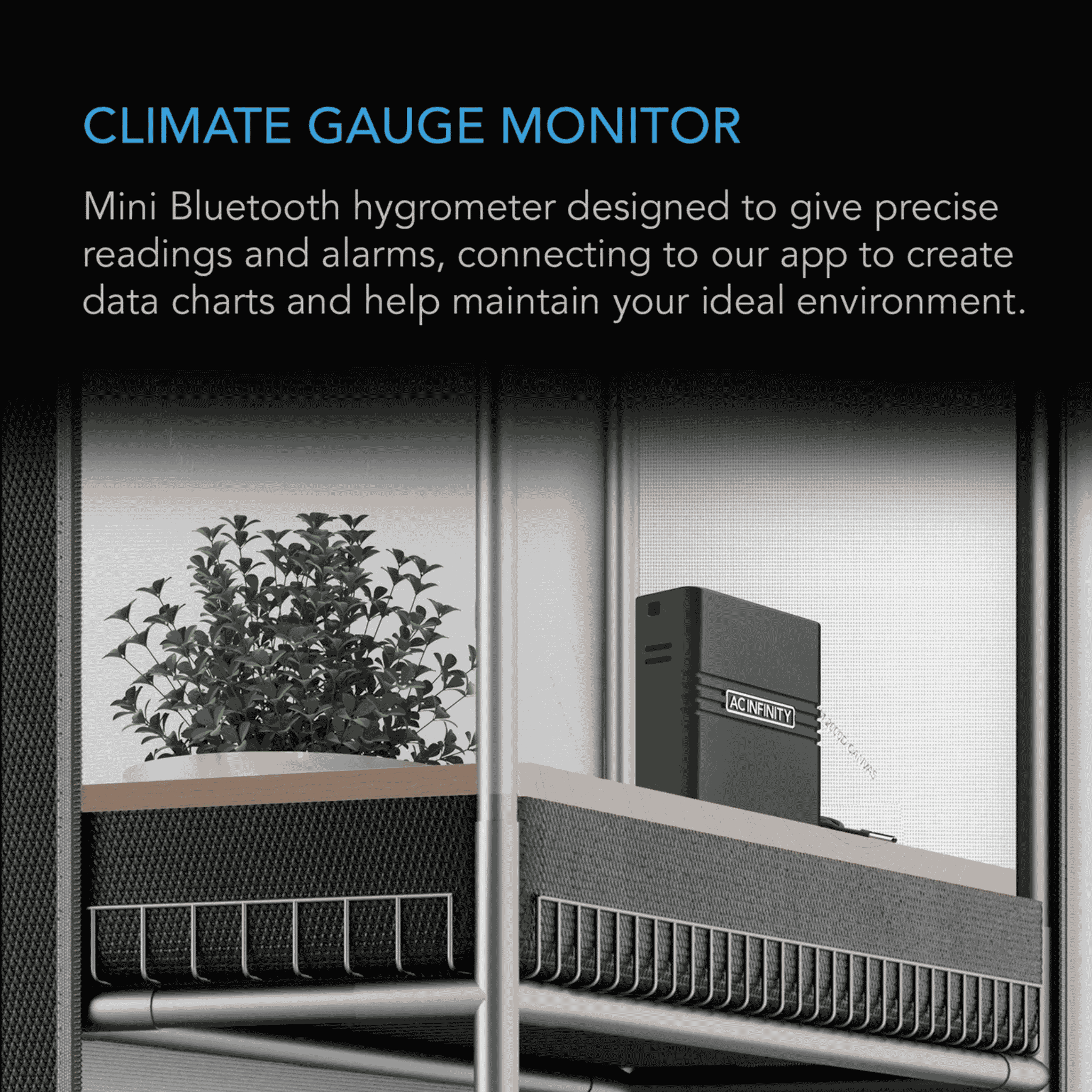 AC Infinity CLOUDCOM climate gauge — at-a-glance temperature & humidity tracking