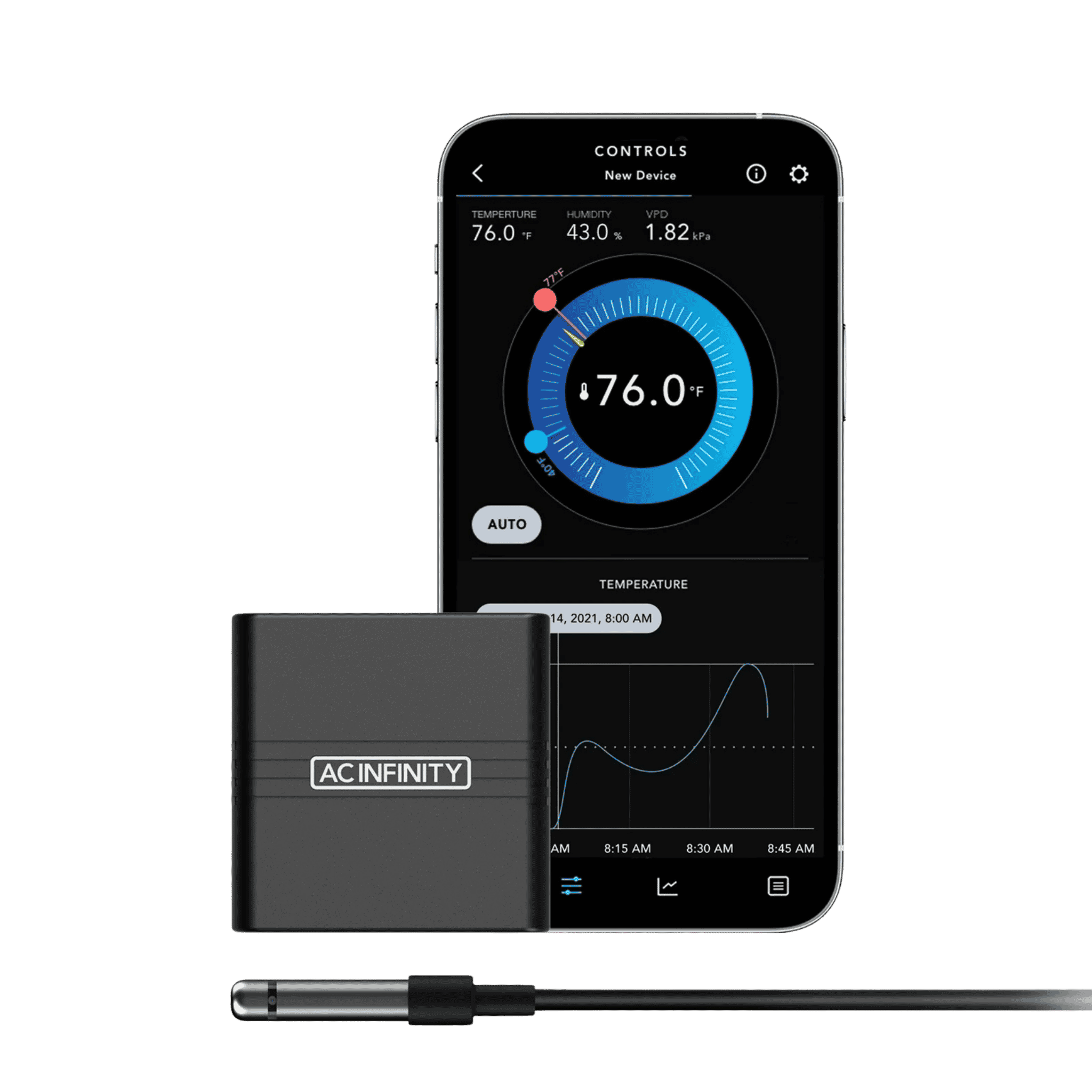 AC Infinity CLOUDCOM A1 — Compact Bluetooth Thermo-Hygrometer for Grow Tents & Rooms