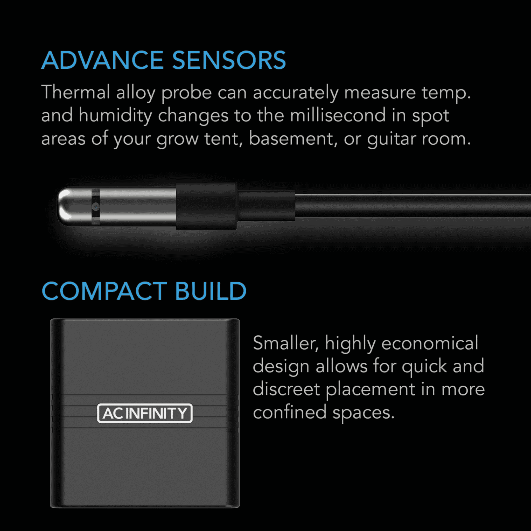 AC Infinity CLOUDCOM A1 advanced sensors — fast-refresh temperature & humidity readings