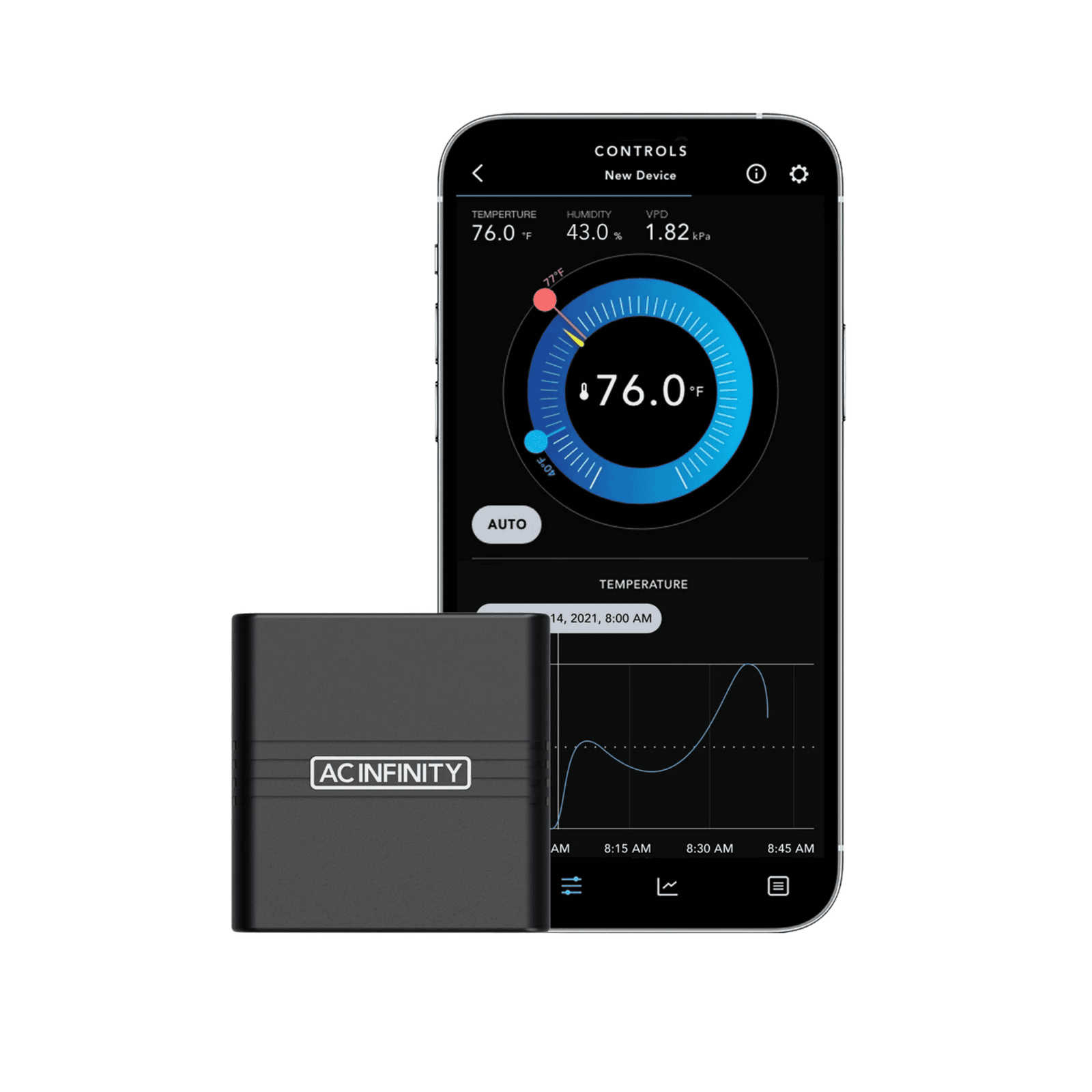 AC Infinity CLOUDCOM A2 — Compact Bluetooth Thermo-Hygrometer with Probe Extension