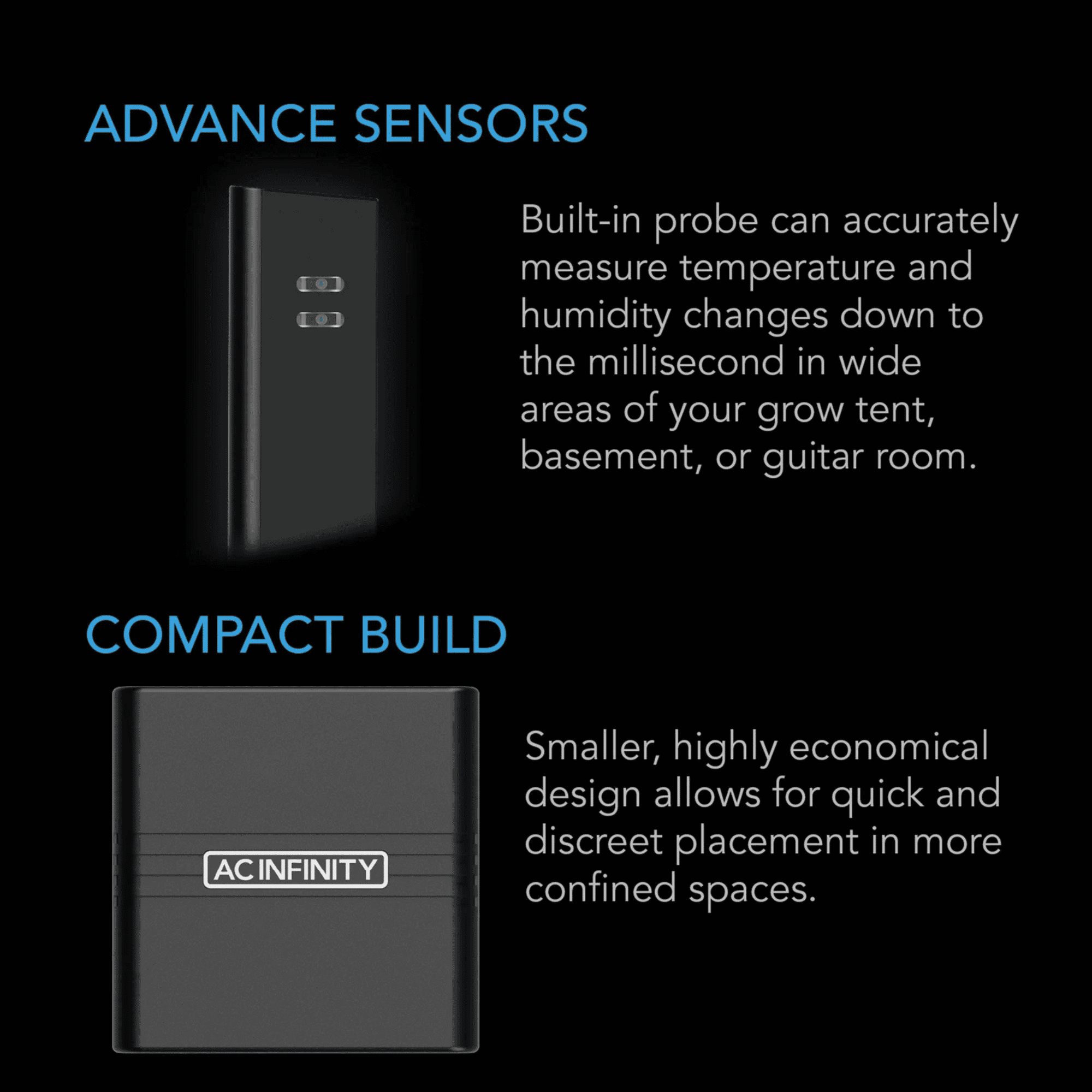 AC Infinity CLOUDCOM A2 advanced sensors — fast-refresh temperature & humidity readings