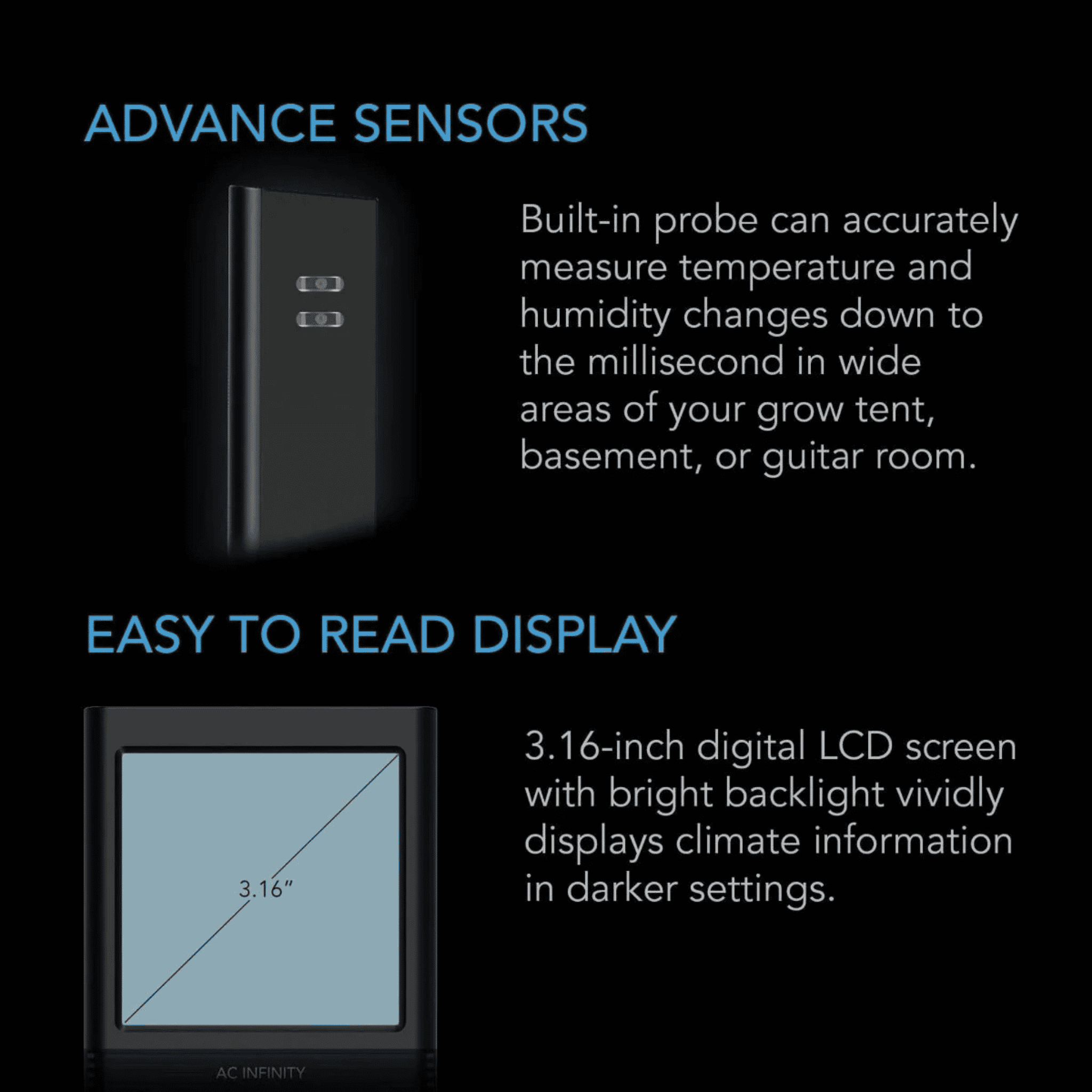 AC Infinity CLOUDCOM B2 advanced sensors — fast-refresh temperature & humidity readings