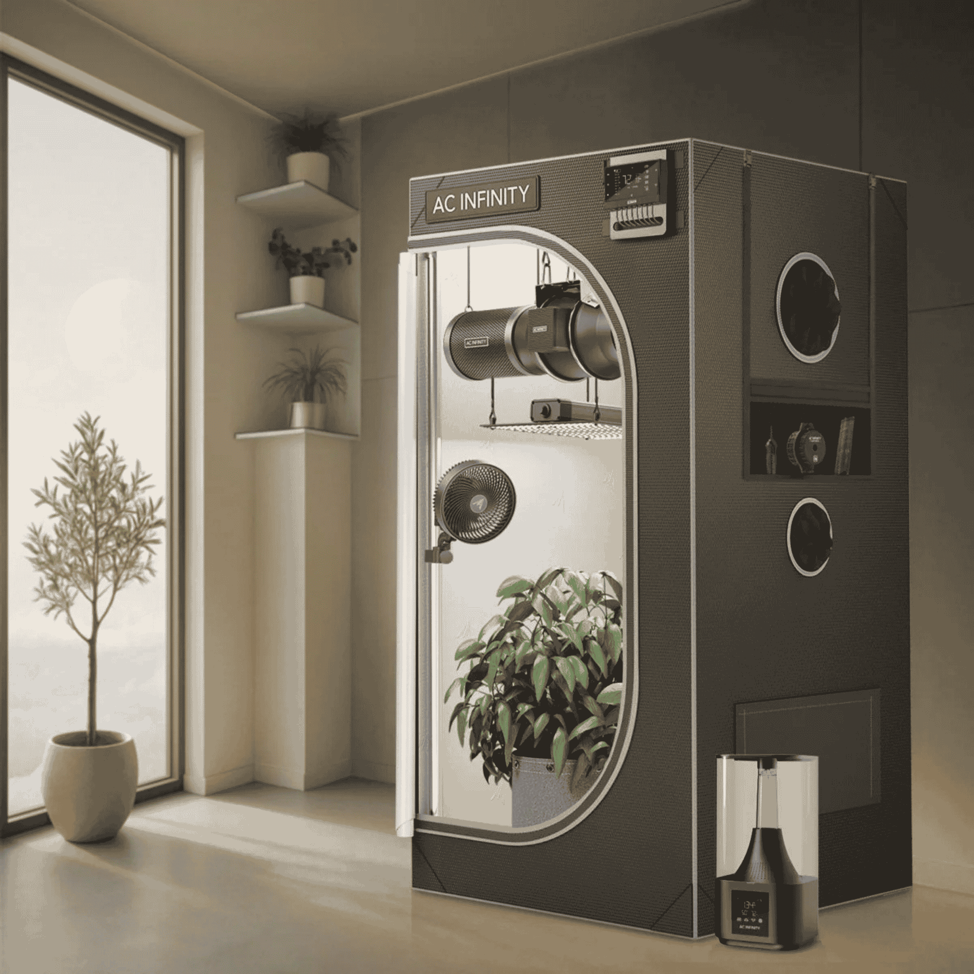 AC Infinity CLOUDLAB Series concept art — advanced grow tent for year-round climate control