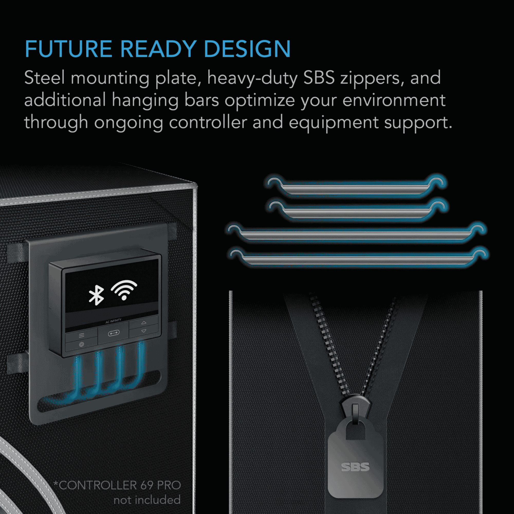 AC Infinity CLOUDLAB Series future ready — UIS port windows for cable management