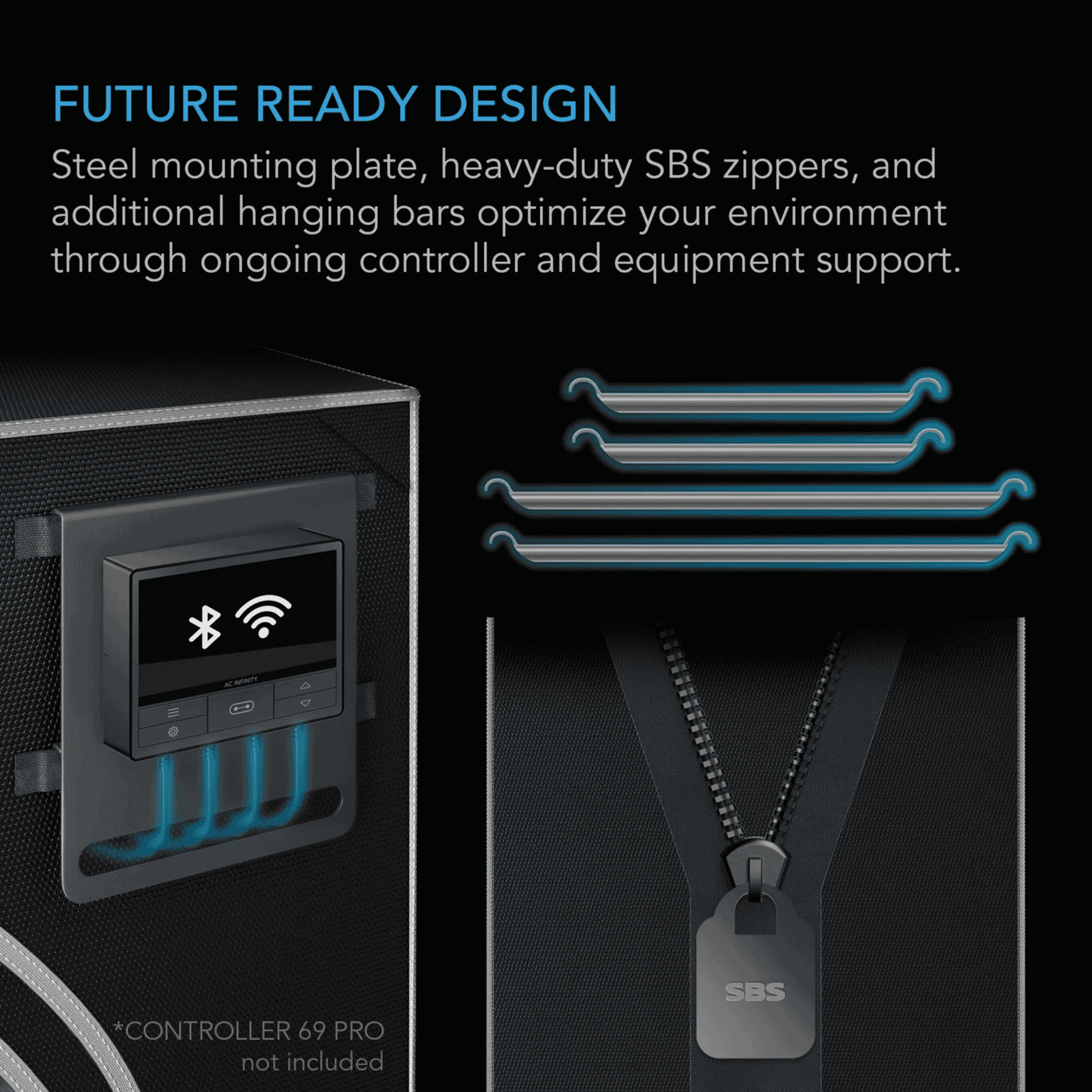 AC Infinity CLOUDLAB Series future ready — UIS port windows for cable management
