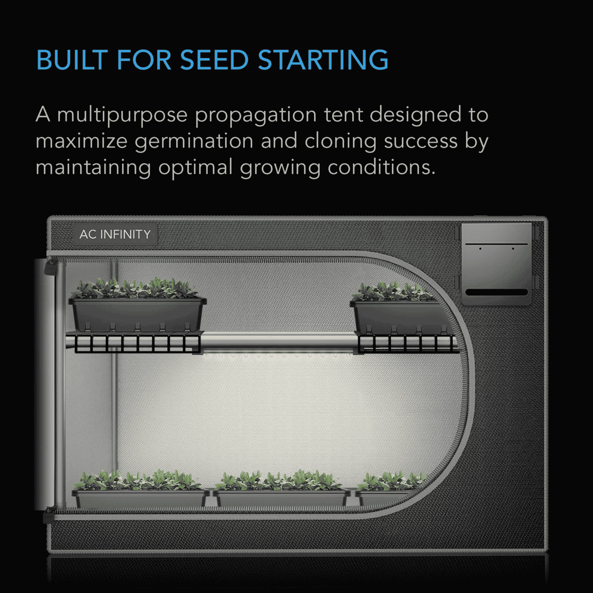 AC Infinity CLOUDLAB Propagation Tent seed starting — purpose-built germination environment