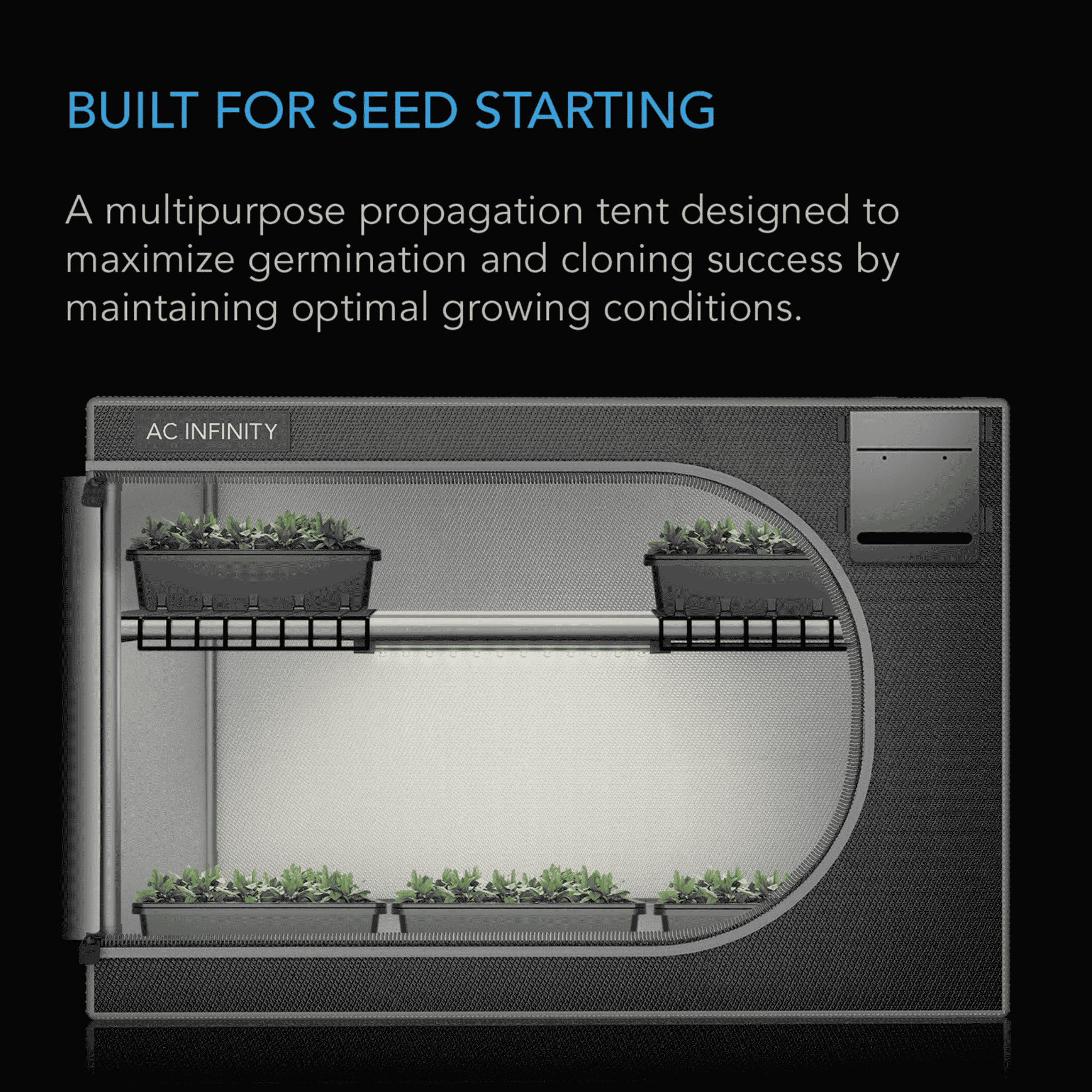 AC Infinity CLOUDLAB Propagation Tent seed starting — purpose-built germination environment