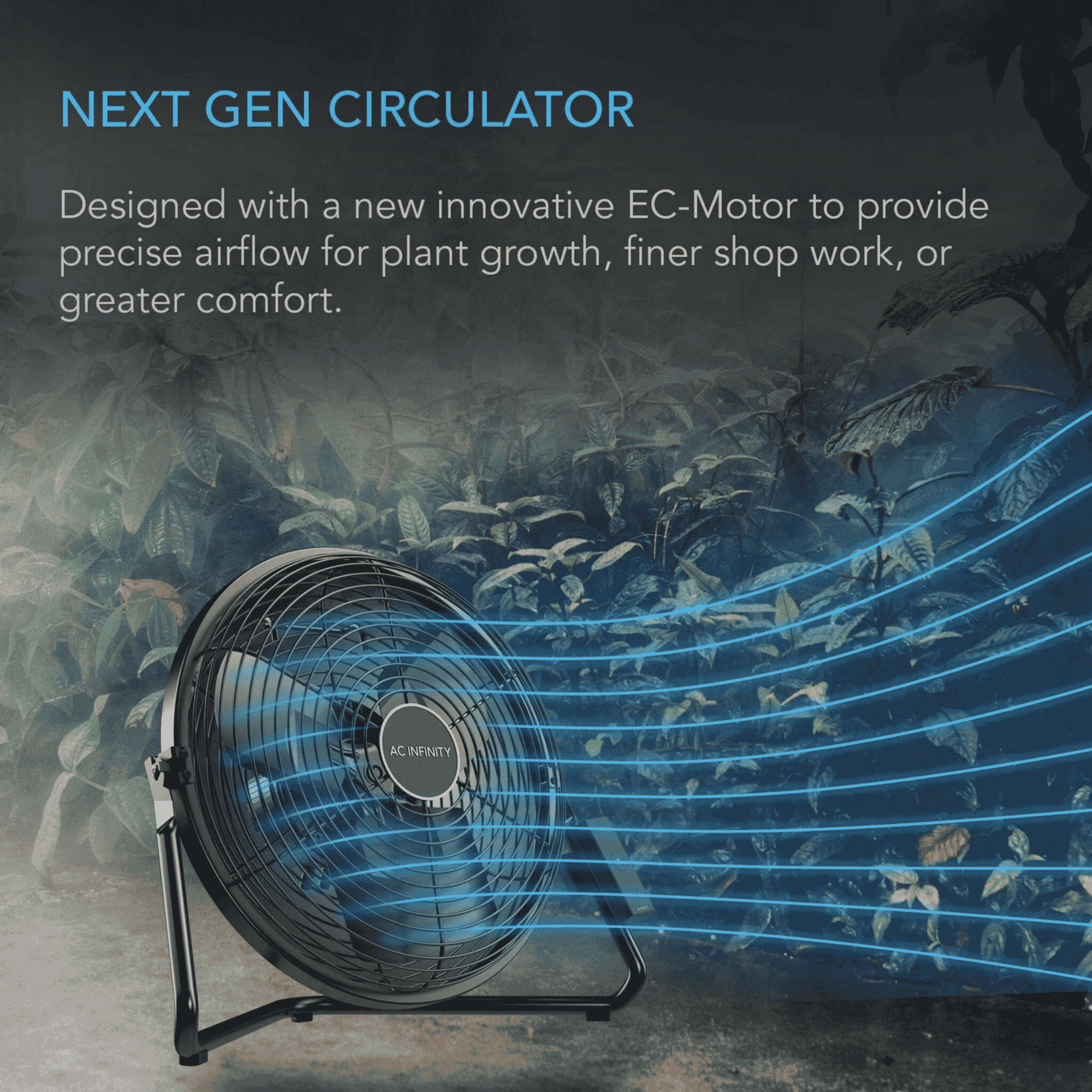 AC Infinity CLOUDLIFT next-gen EC motor — PWM control across 10 precise speed settings