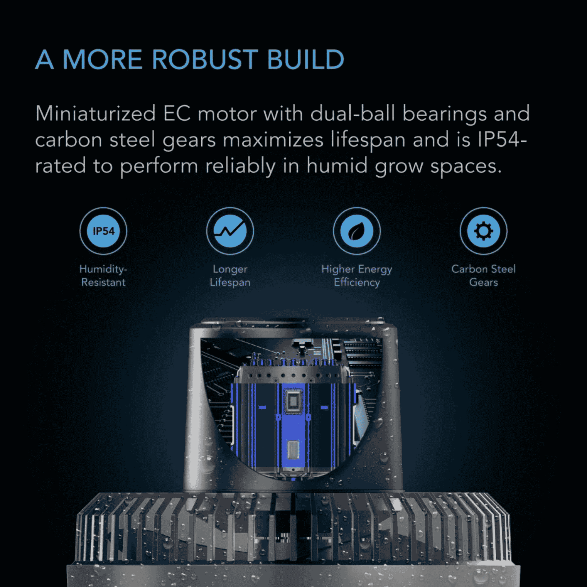 AC Infinity CLOUDRAY S robust build — reinforced housing for 24-hour continuous duty