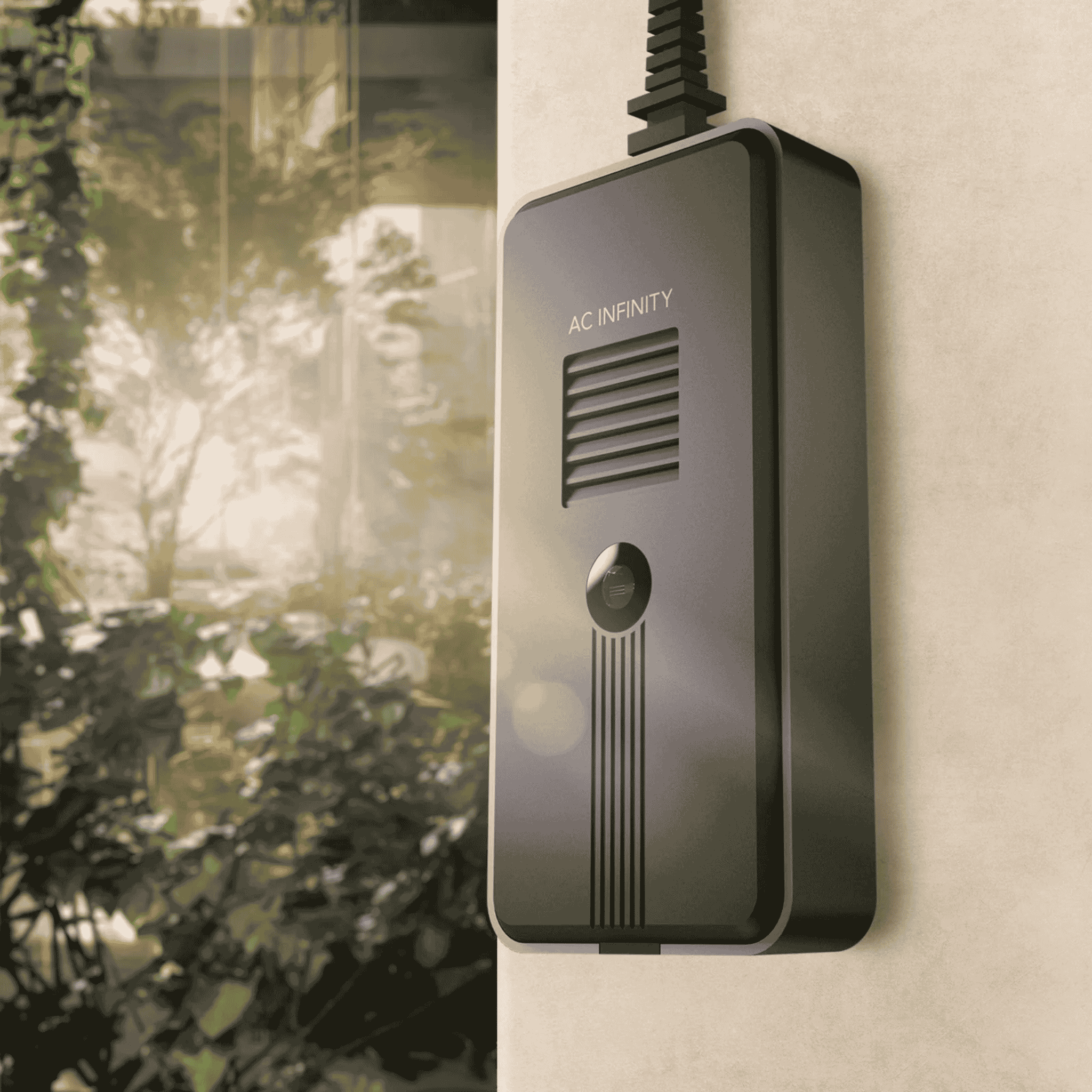 AC Infinity CO2 & Light Sensor concept art — dual sensor in grow room environment