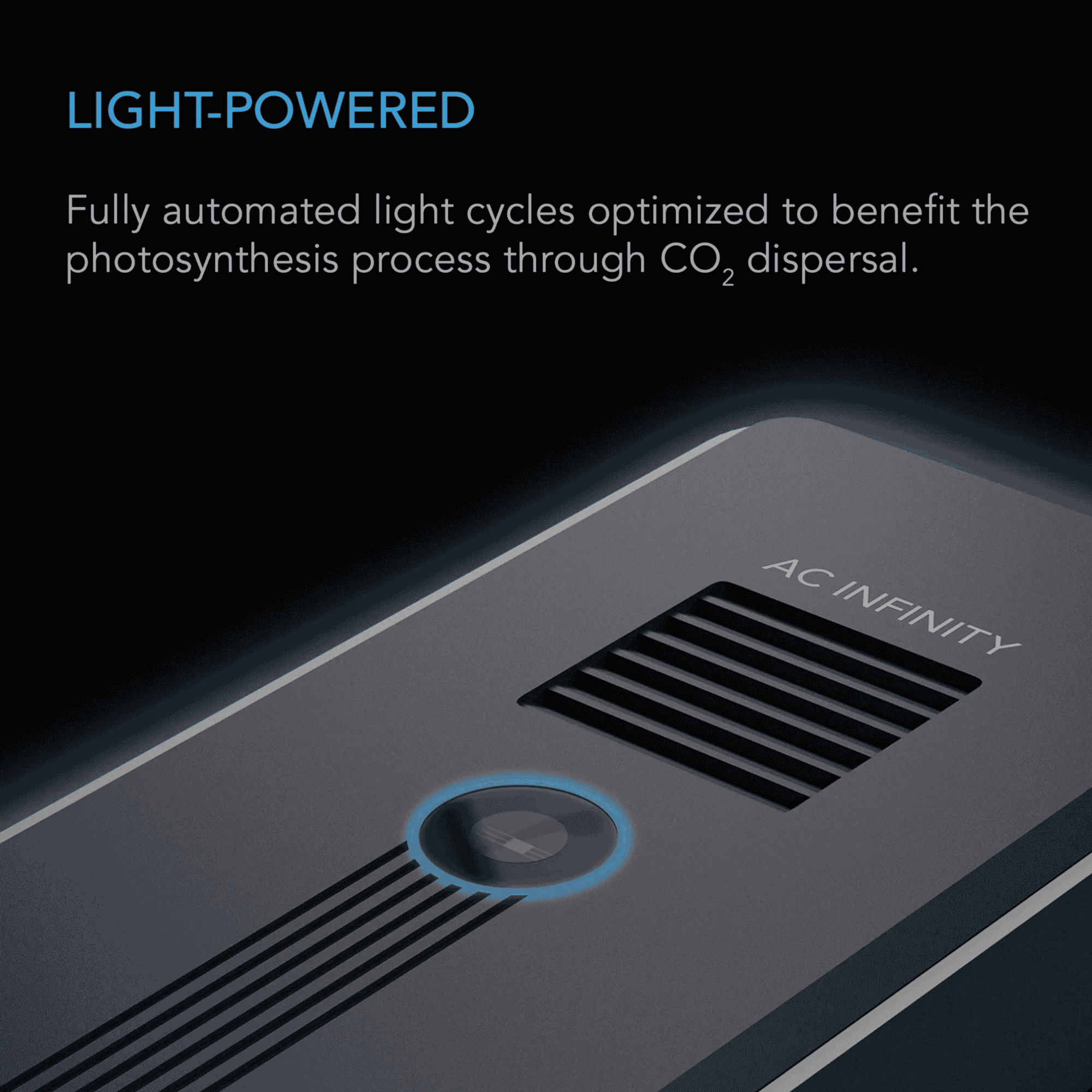 AC Infinity CO2 & Light Sensor — solar-powered design with ambient light harvesting