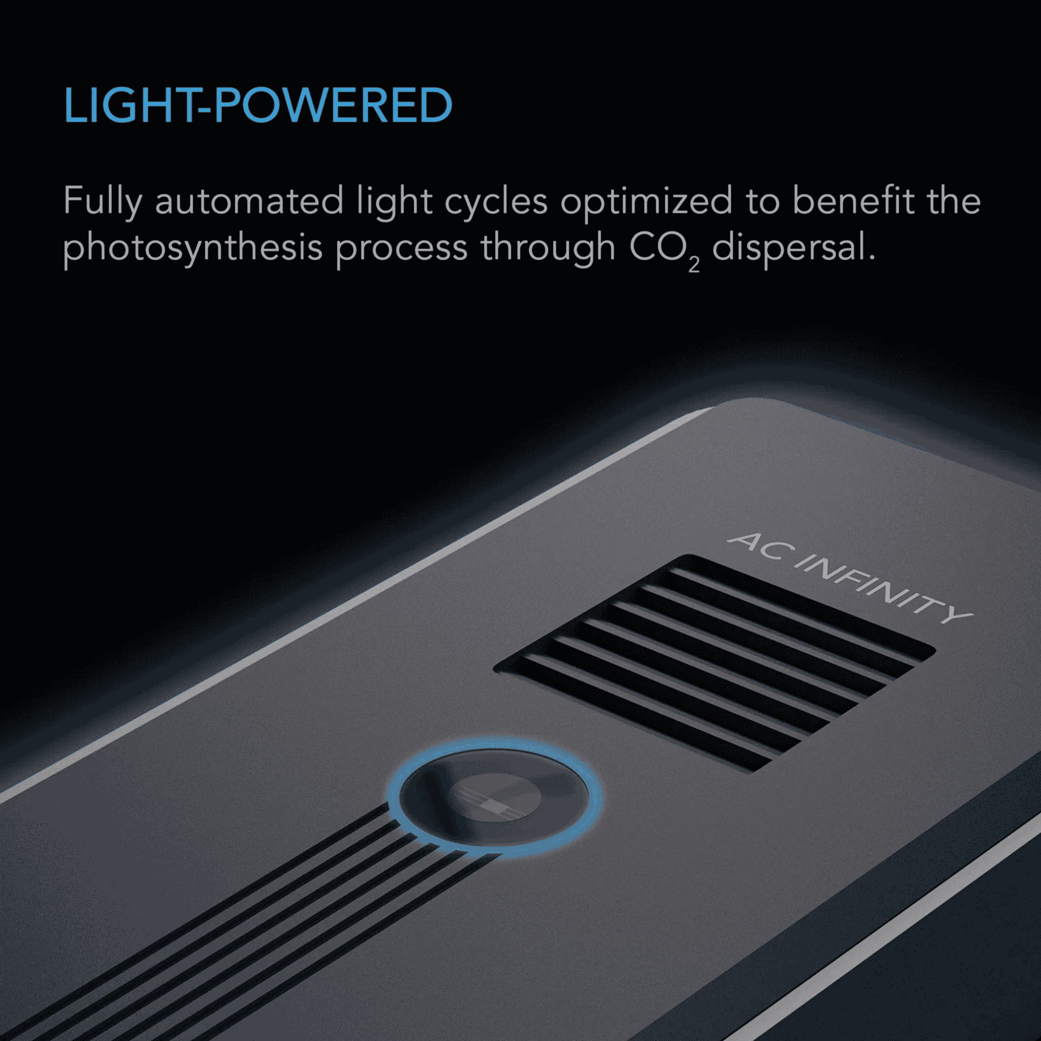 AC Infinity CO2 & Light Sensor — solar-powered design with ambient light harvesting