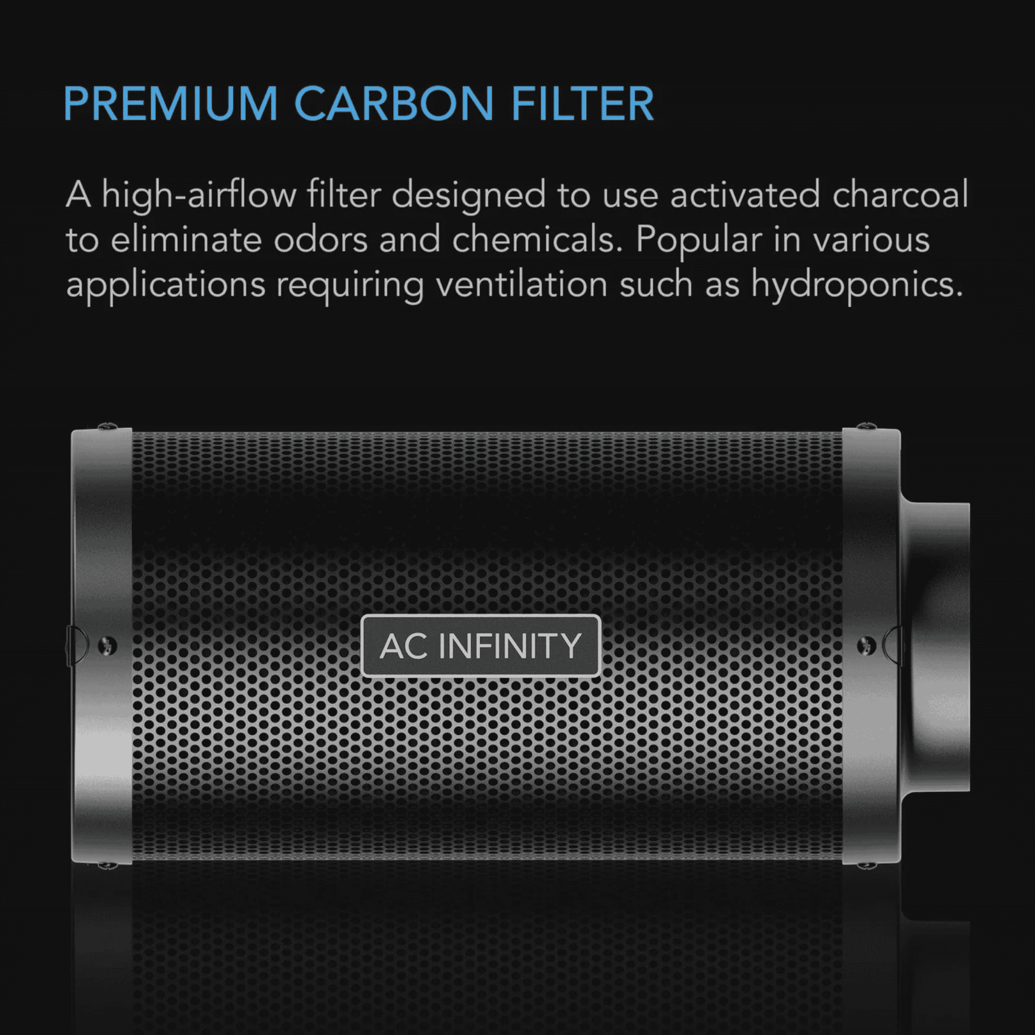 AC Infinity Carbon Filter premium build — 1200+ IAV virgin charcoal & rust-resistant body