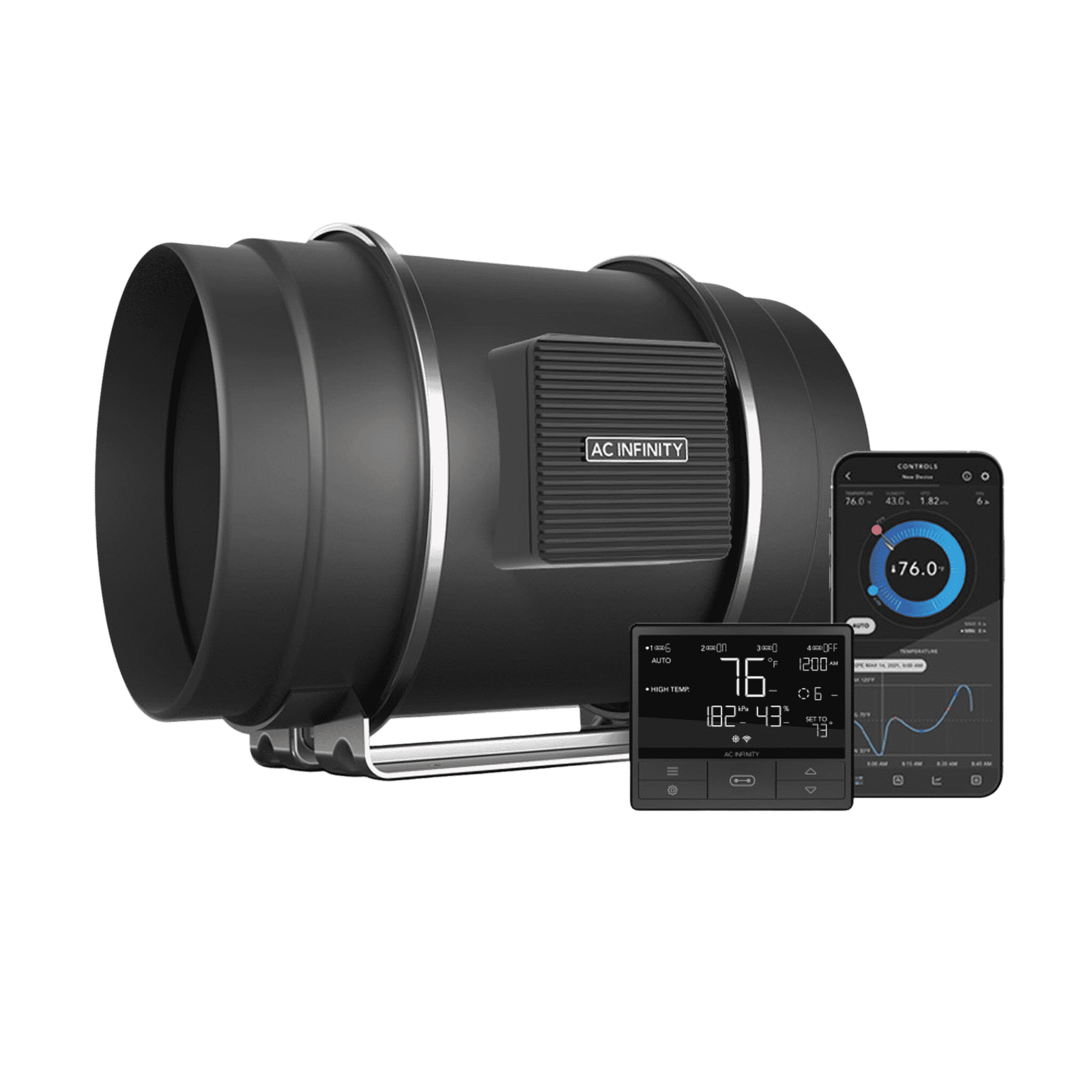 AC Infinity CLOUDLINE Pro T8 — 8-inch Mixed-Flow Inline Duct Fan with PWM EC Motor