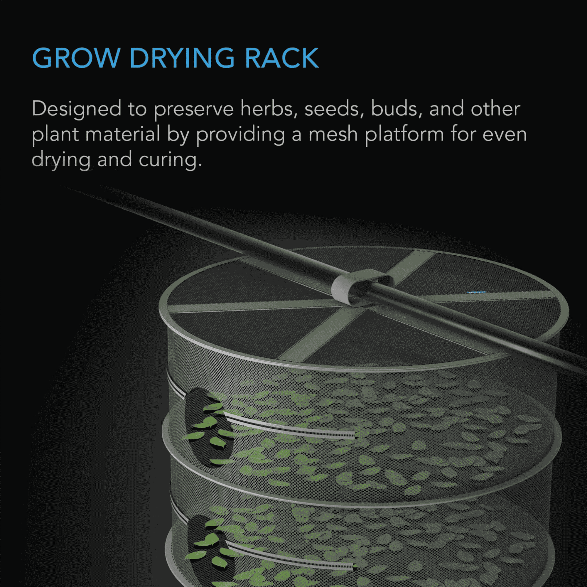 AC Infinity Drying Rack grow context — rack in active drying use with plant material