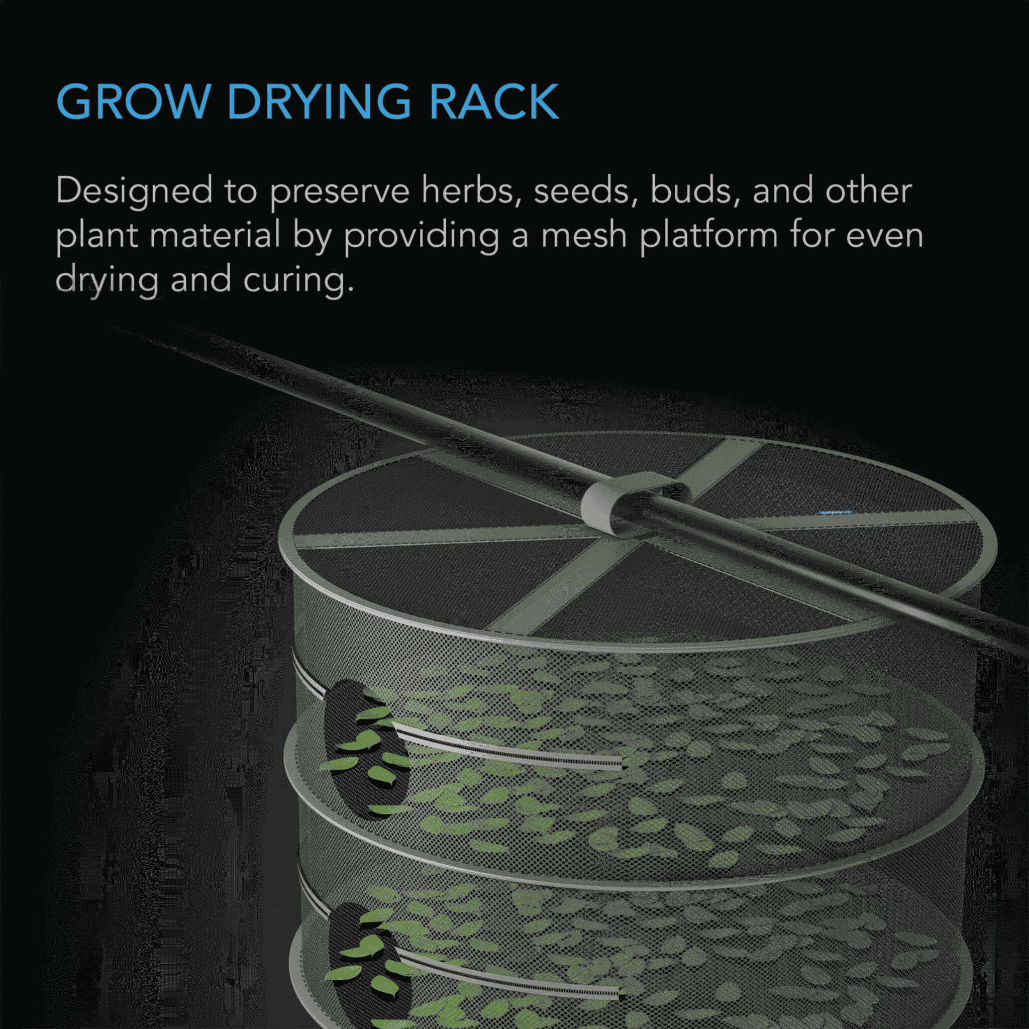 AC Infinity Drying Rack grow context — rack in active drying use with plant material