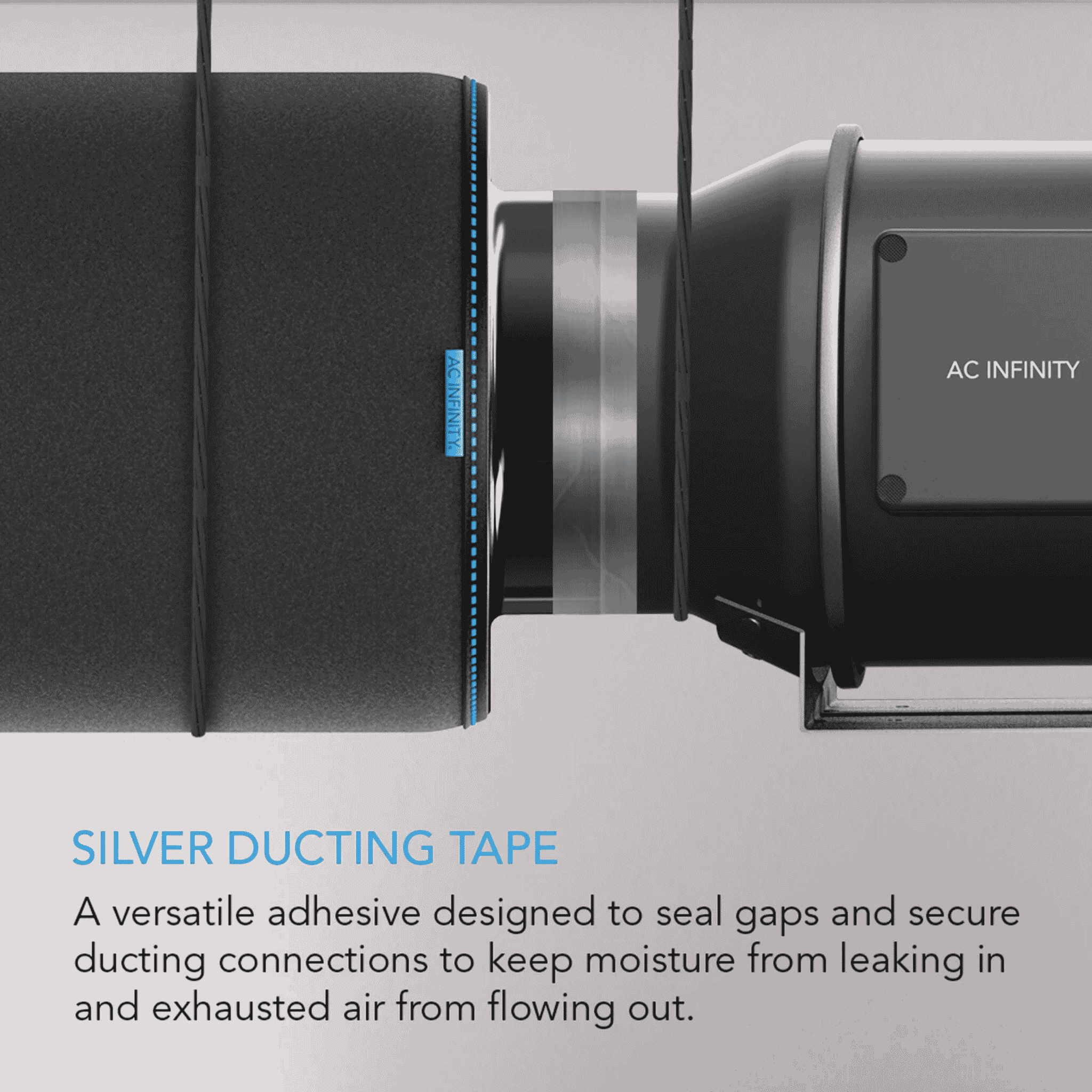 AC Infinity Duct Tape silver finish — heavy-duty aluminium foil for clean sealing