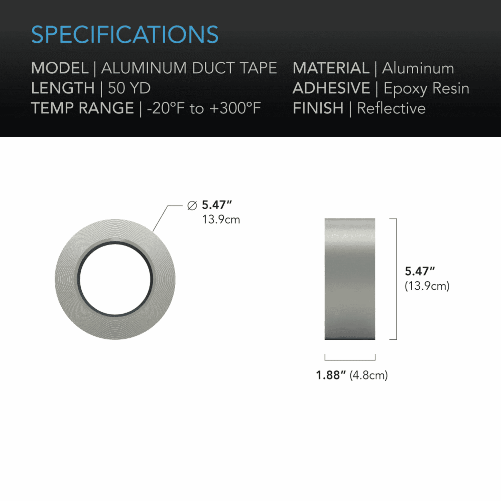 AC Infinity Duct Tape specifications — width length & adhesive ratings