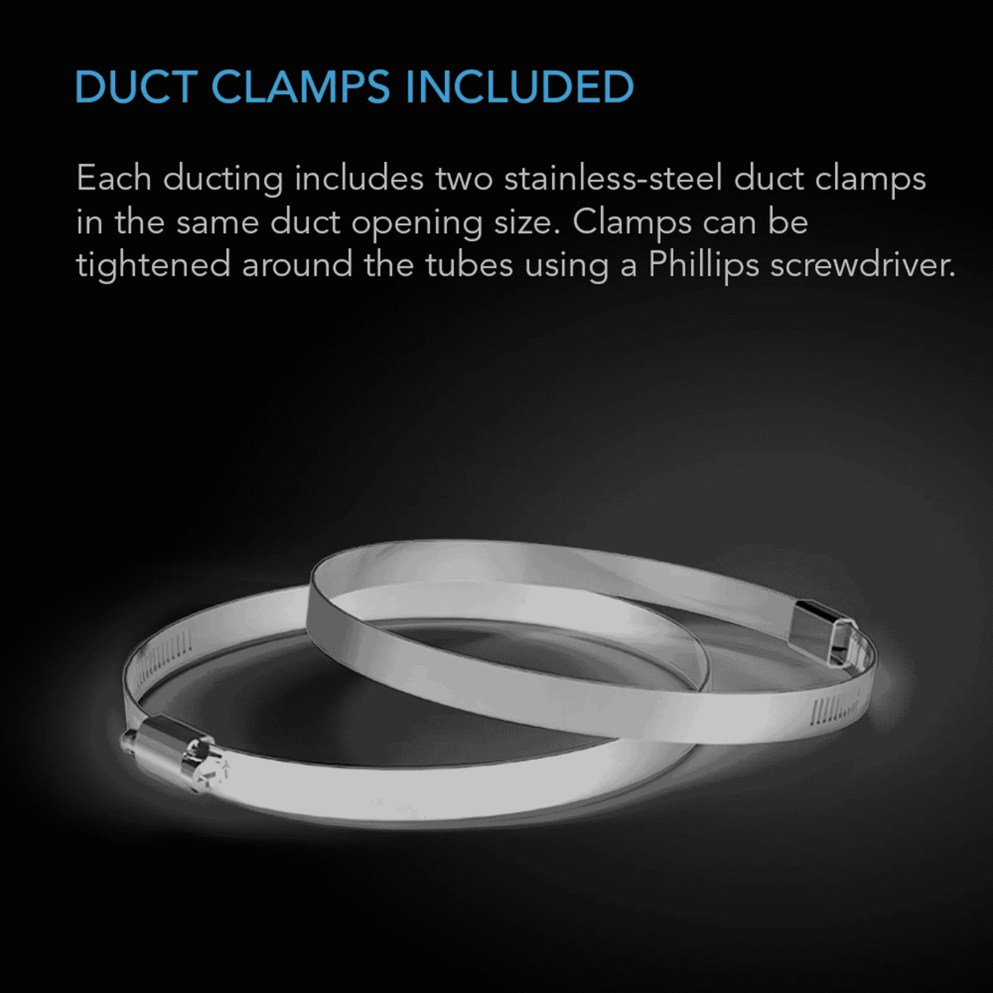 AC Infinity Ducting with duct clamps — secure fastening for grow tent connections
