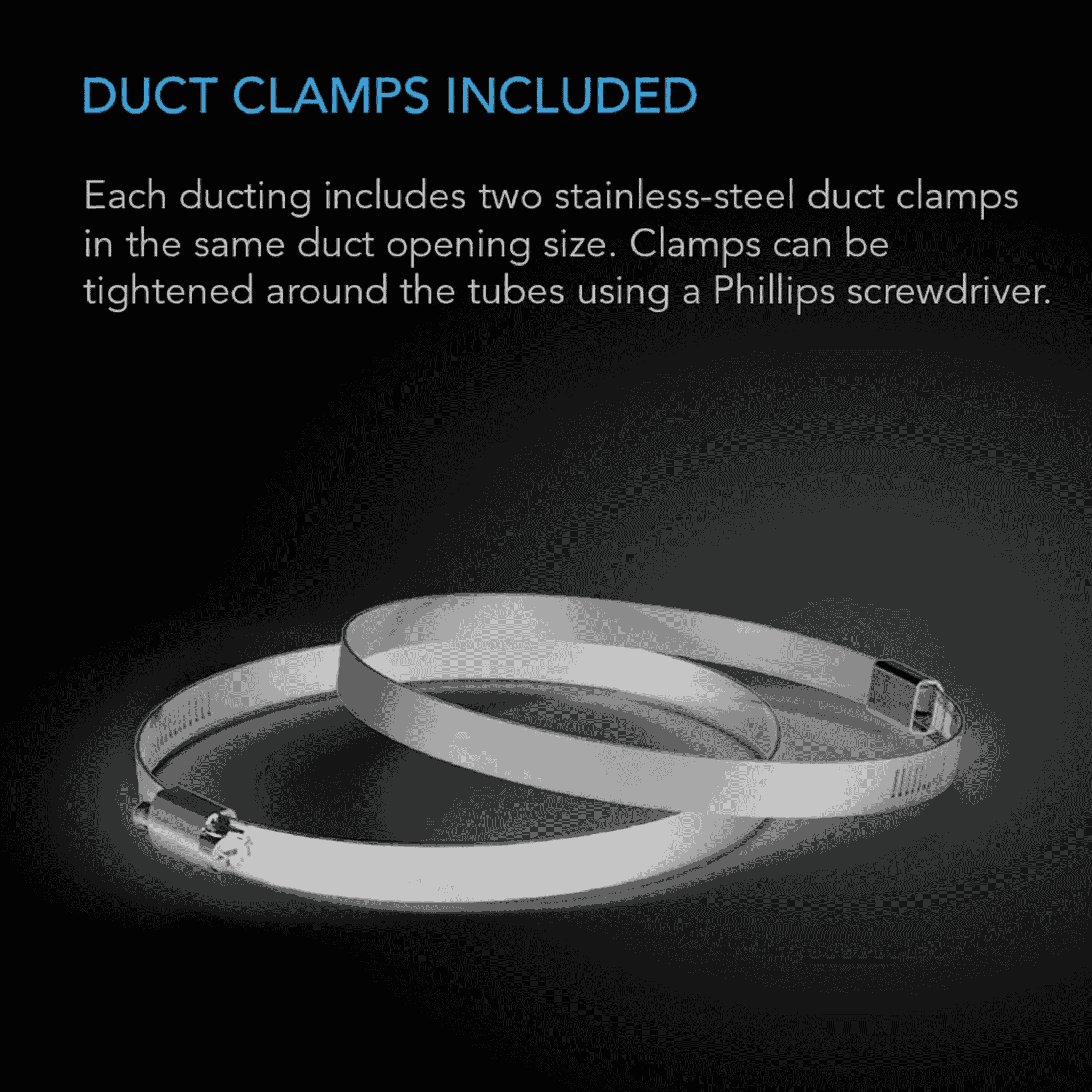 AC Infinity Ducting with duct clamps — secure fastening for grow tent connections