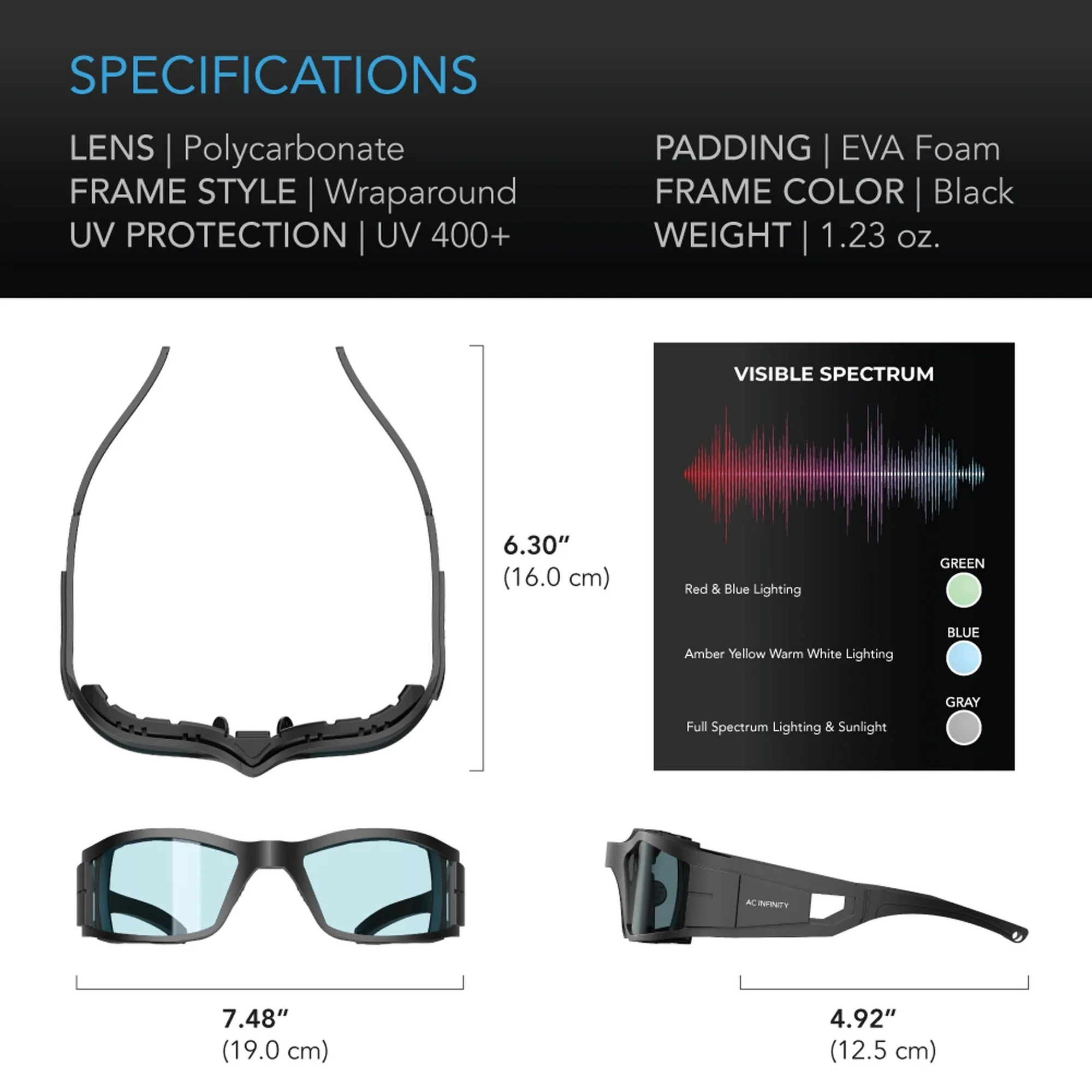 AC Infinity Grow Room Glasses — Specifications
