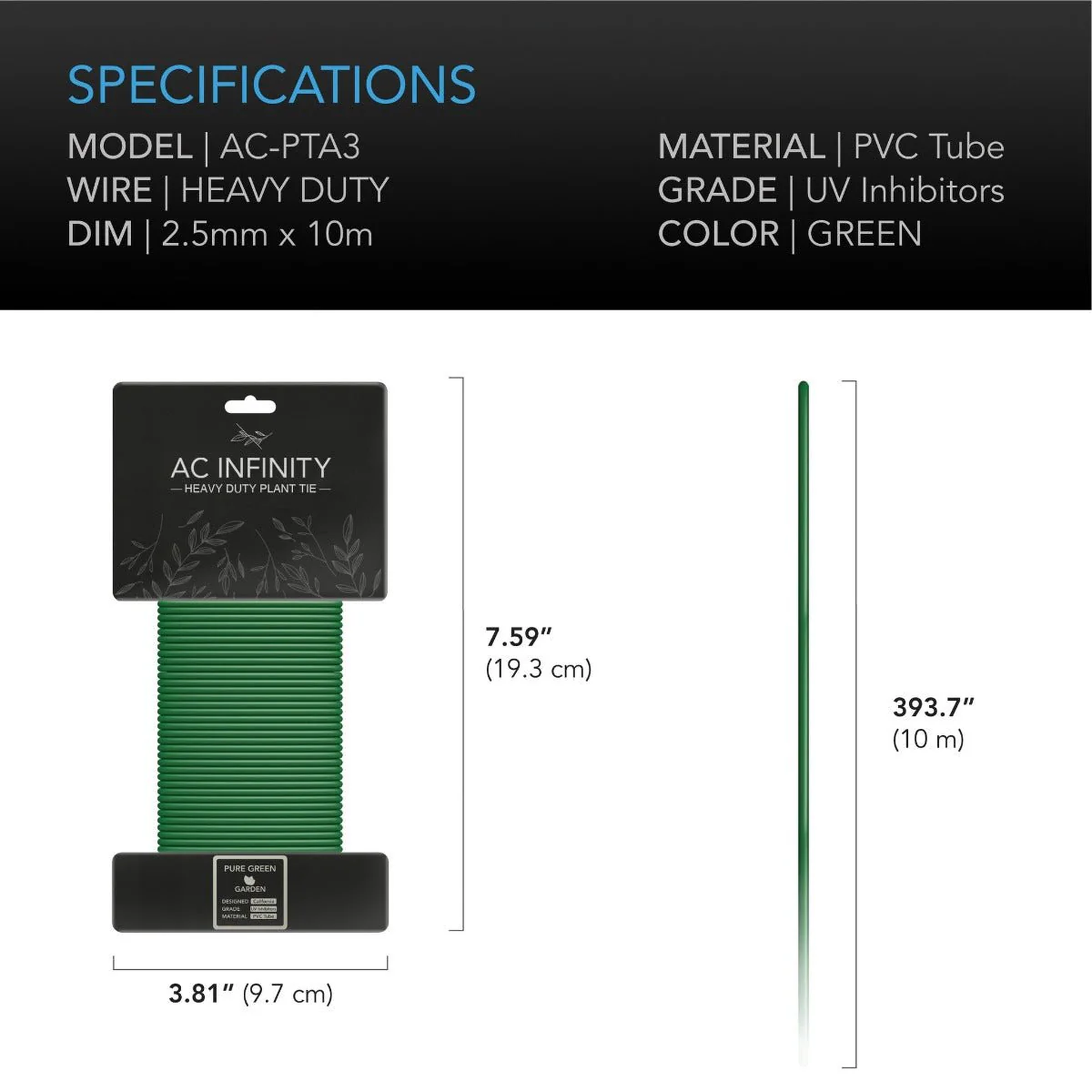AC Infinity Heavy Duty Twist Ties — Specifications
