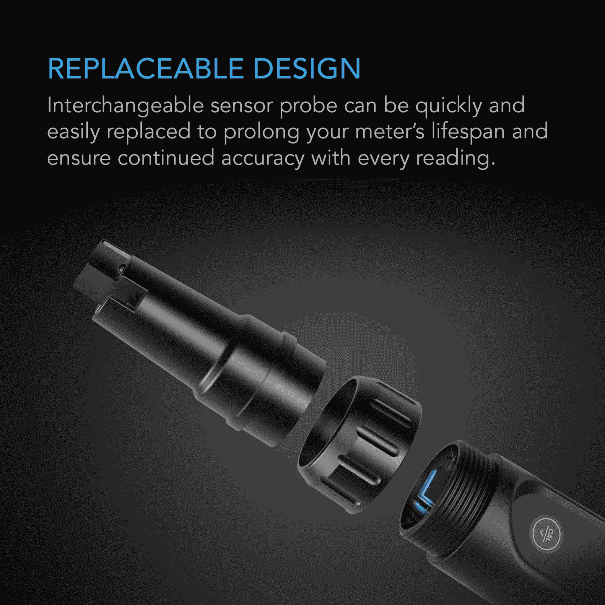 AC Infinity Hydroponic Meter PRO Kit replaceable design — user-replaceable pH & EC probe tips