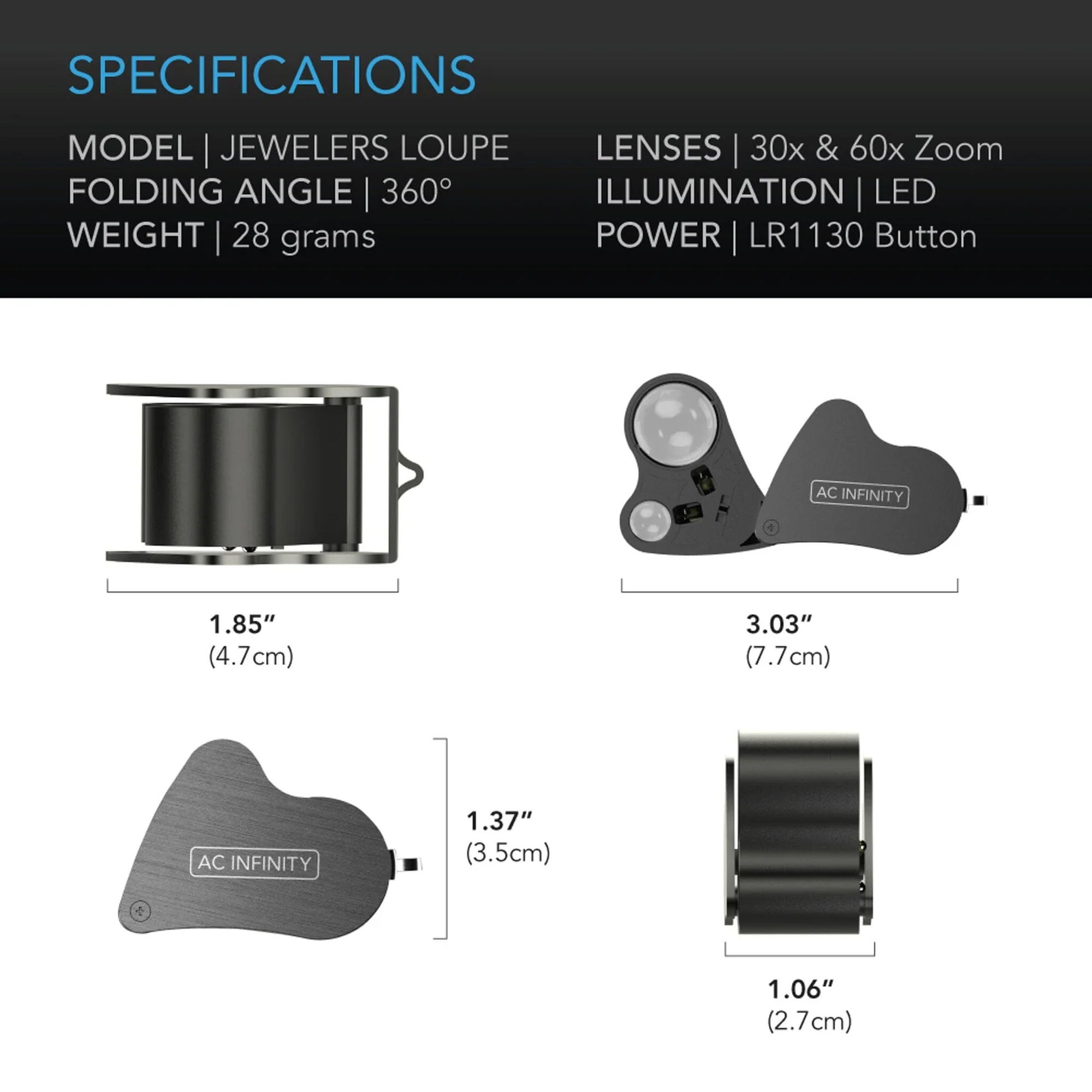 AC Infinity Jewelers Loupe — Specifications