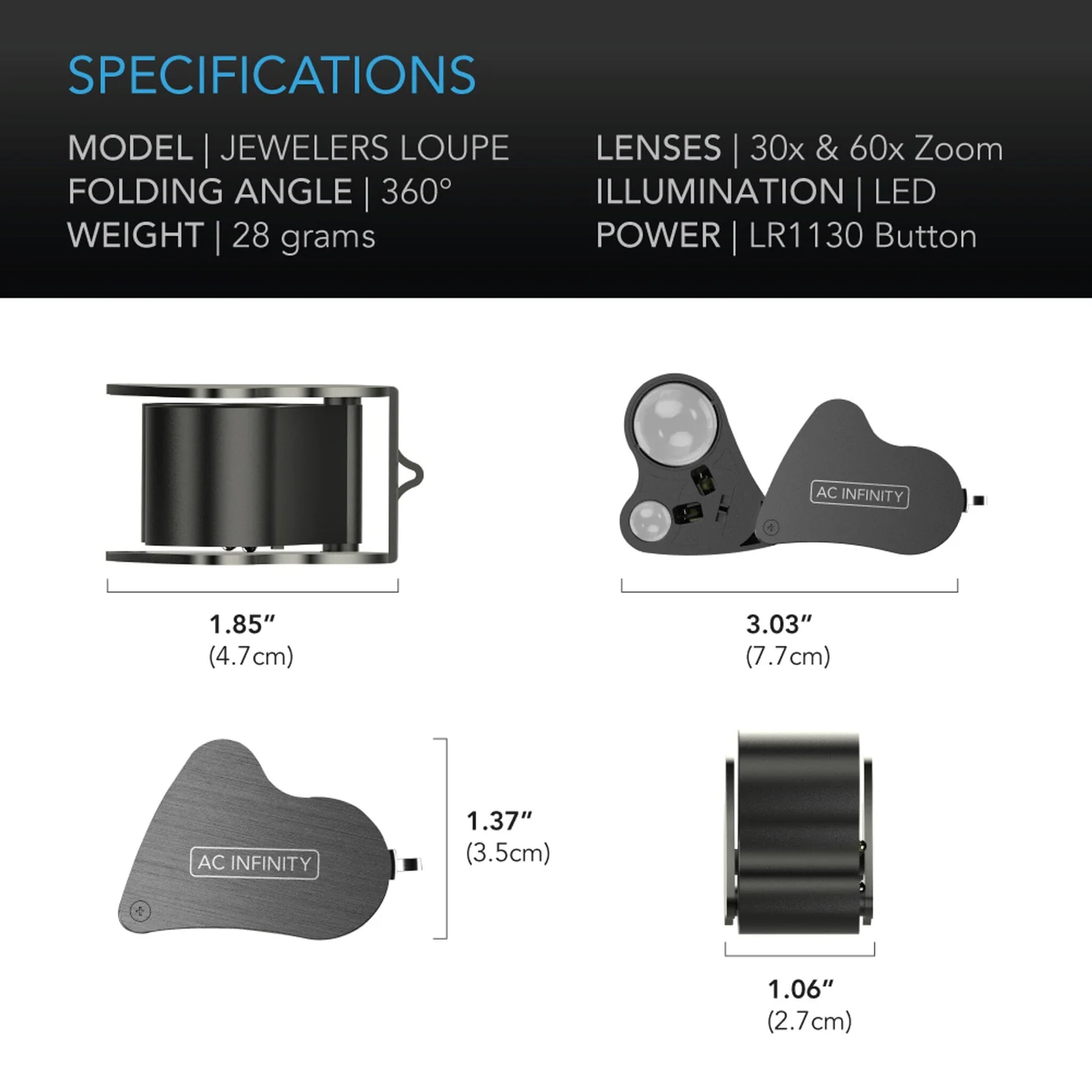 AC Infinity Jewelers Loupe — Specifications