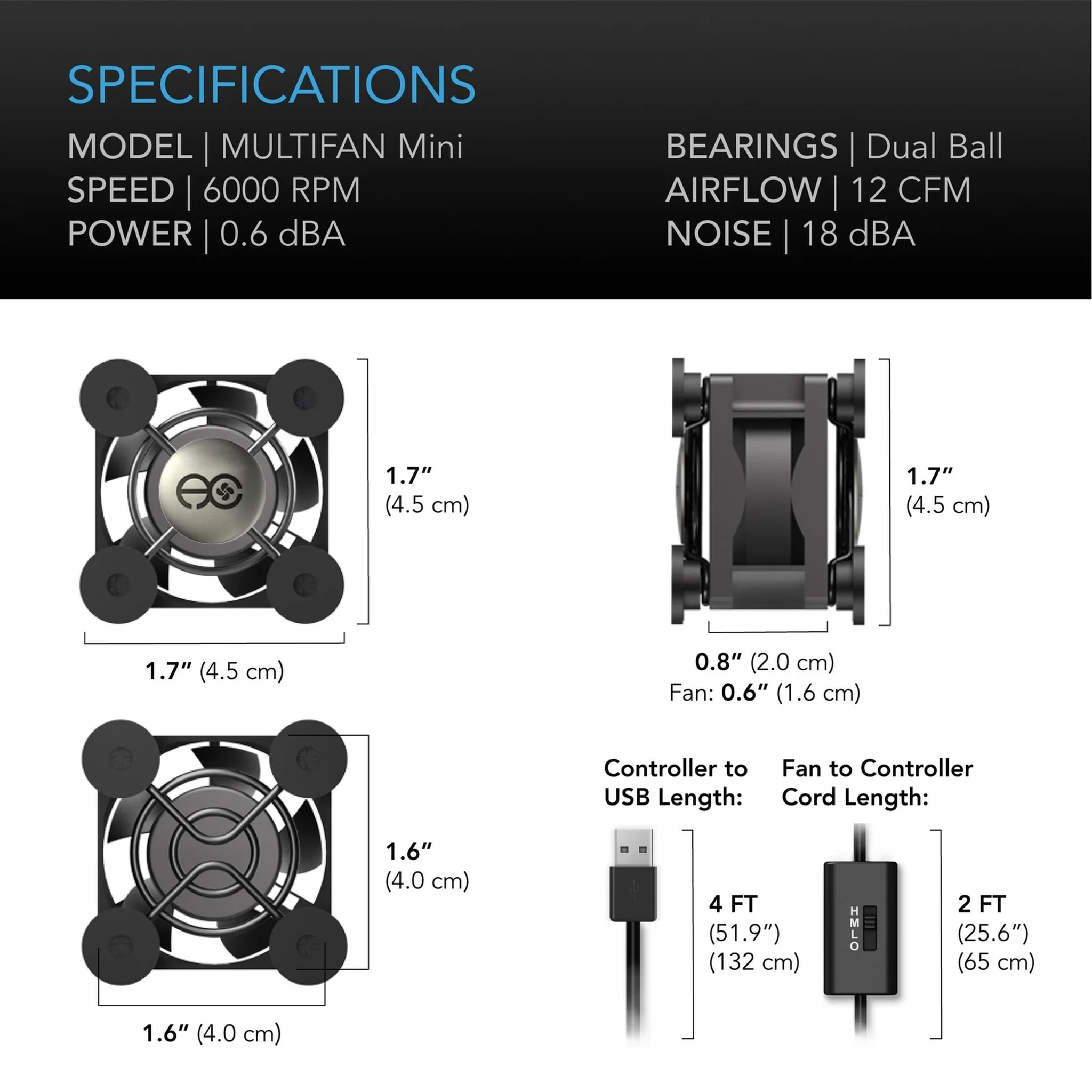 AC Infinity MULTIFAN Mini — Specifications