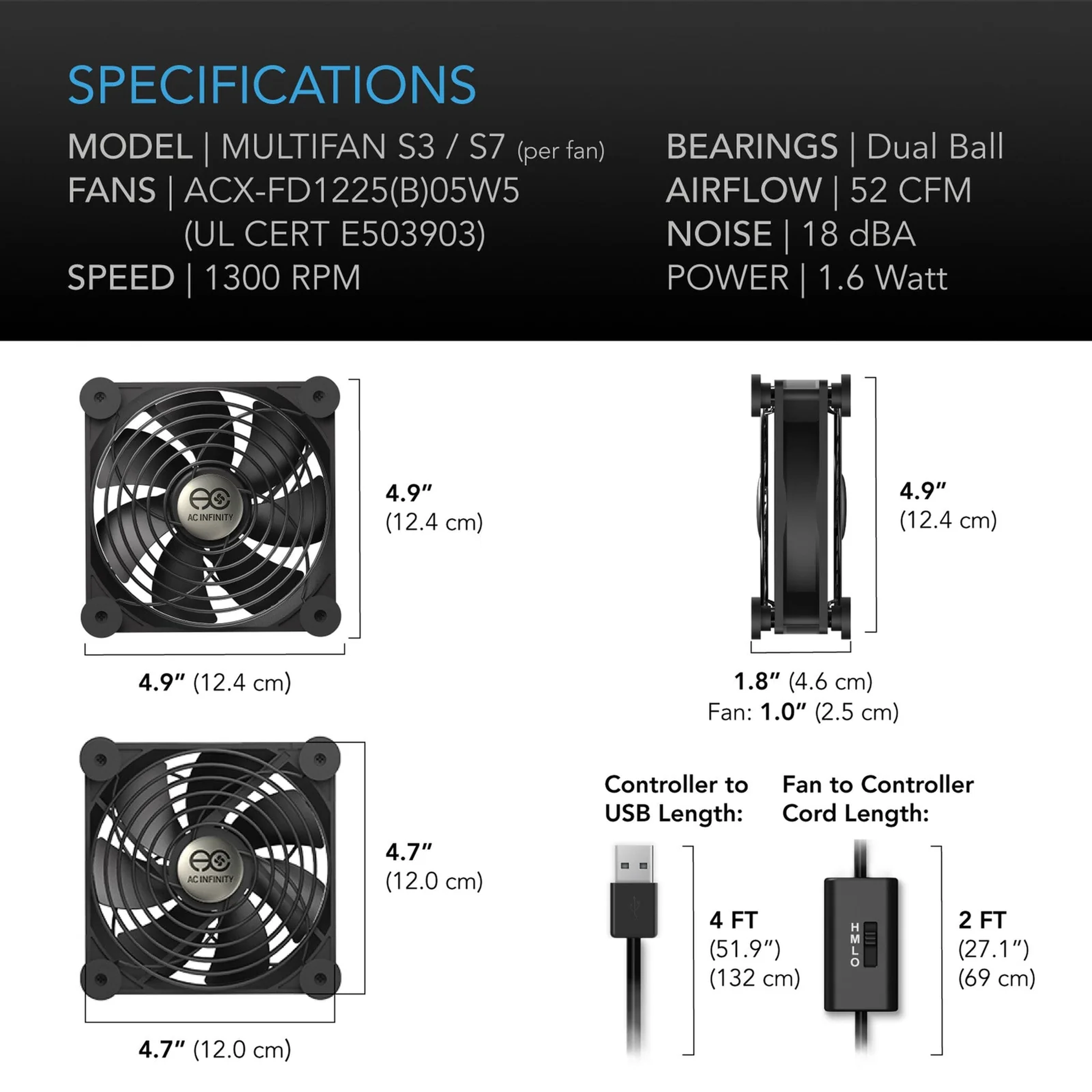 AC Infinity MULTIFAN S3 — Specifications