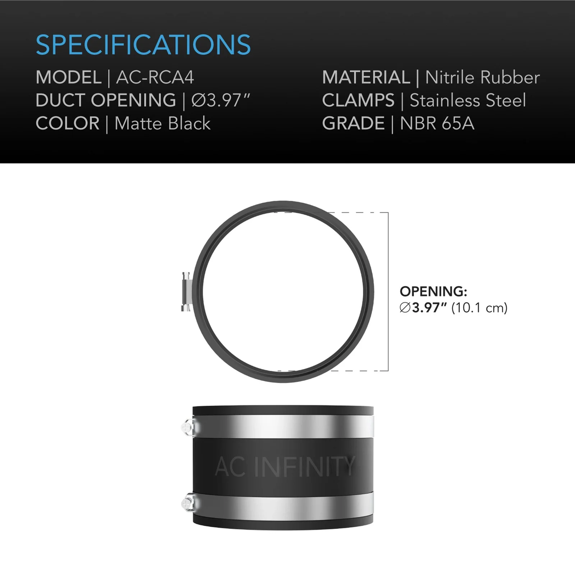 AC Infinity Noise Reduction Clamp 100mm — Specifications