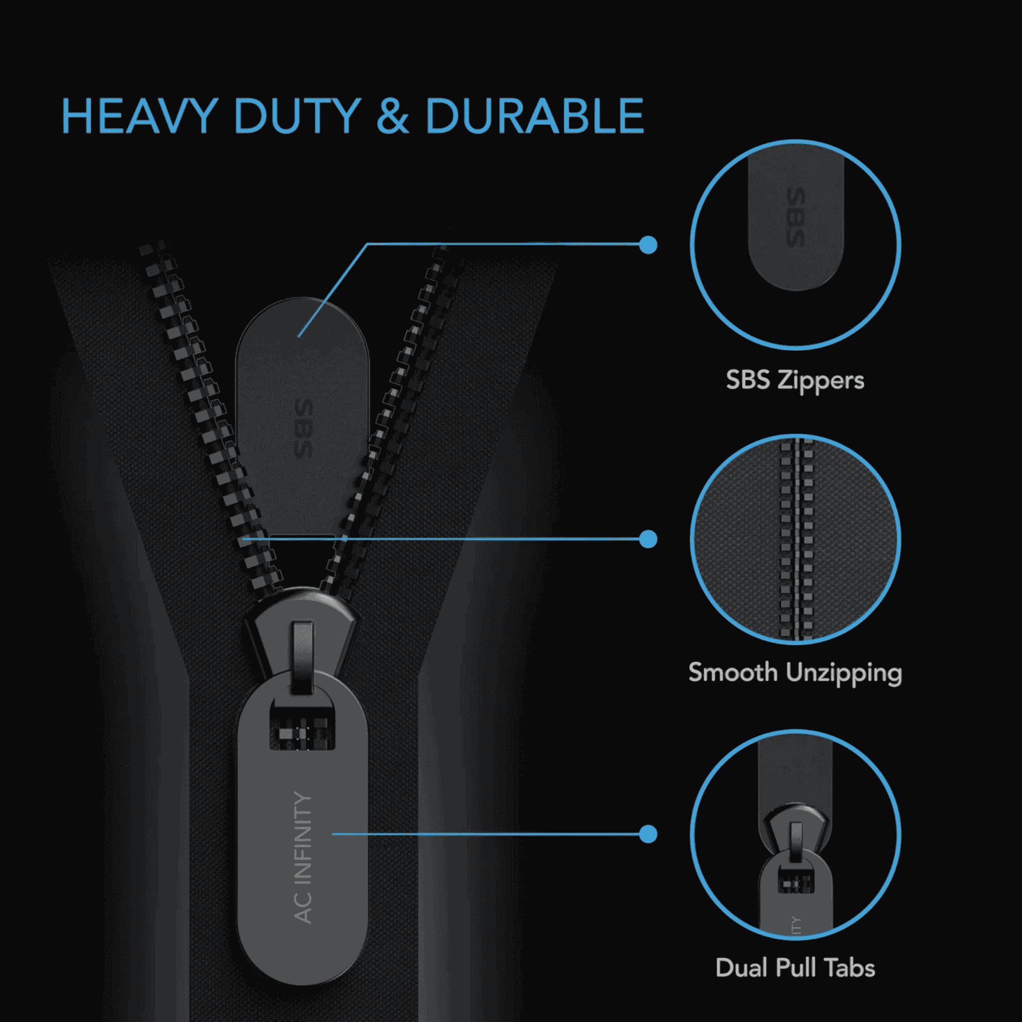 AC Infinity Peel & Stick Zipper heavy duty — high-strength nylon strip & strong adhesive
