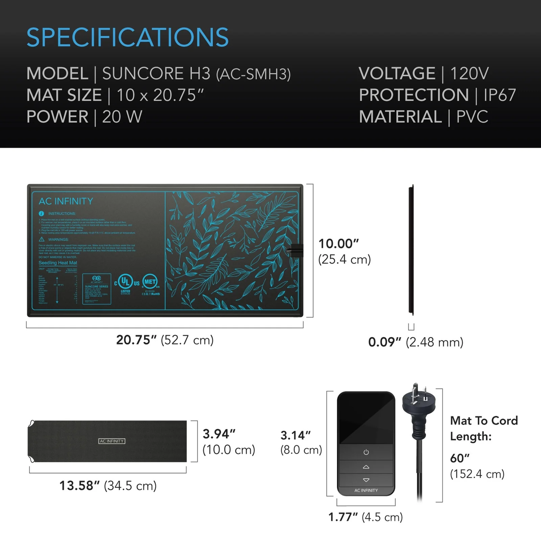 AC Infinity SUNCORE — Specifications