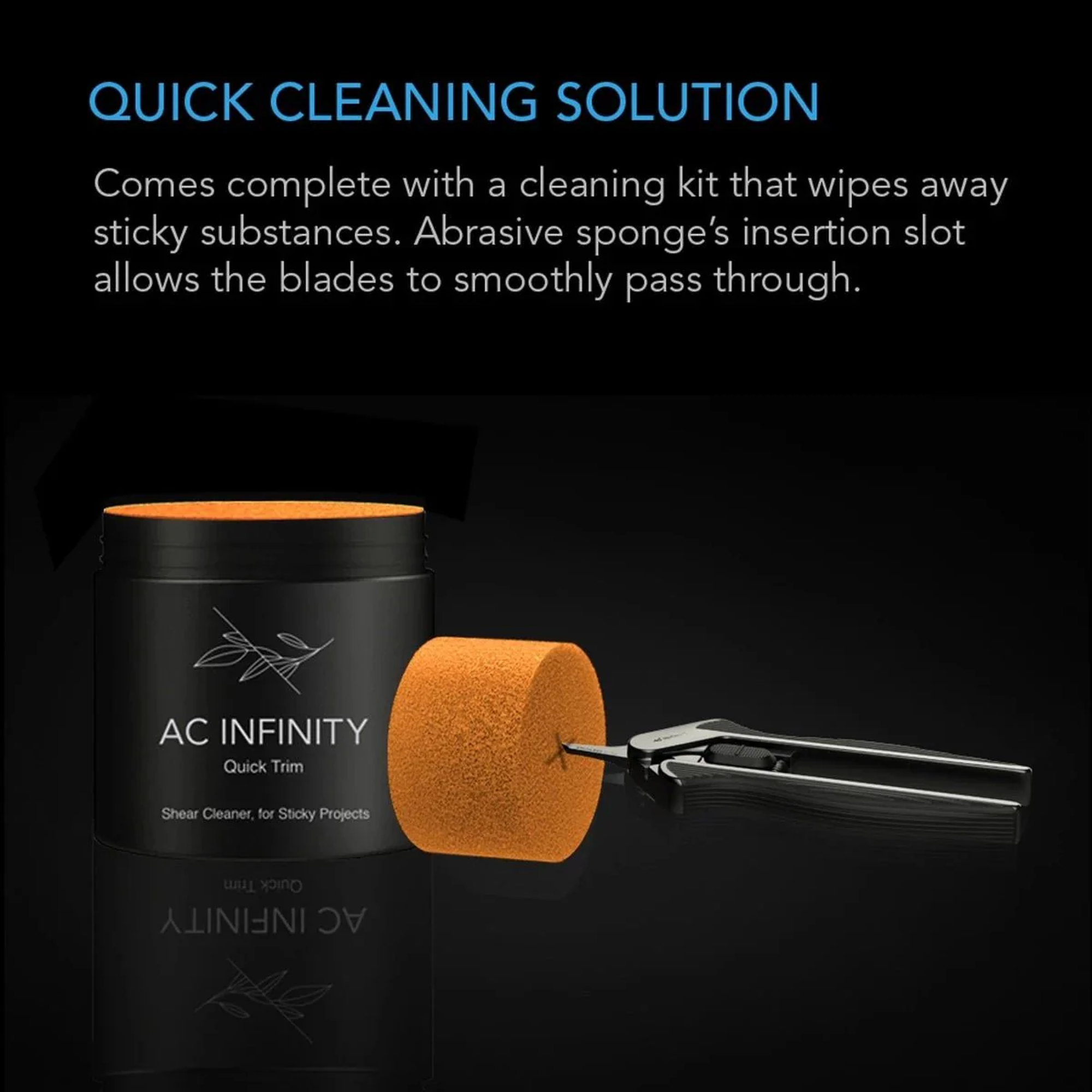 AC Infinity Stainless Steel Pruning Shears Straight + Cleaning Kit — Quick Cleaning Solution