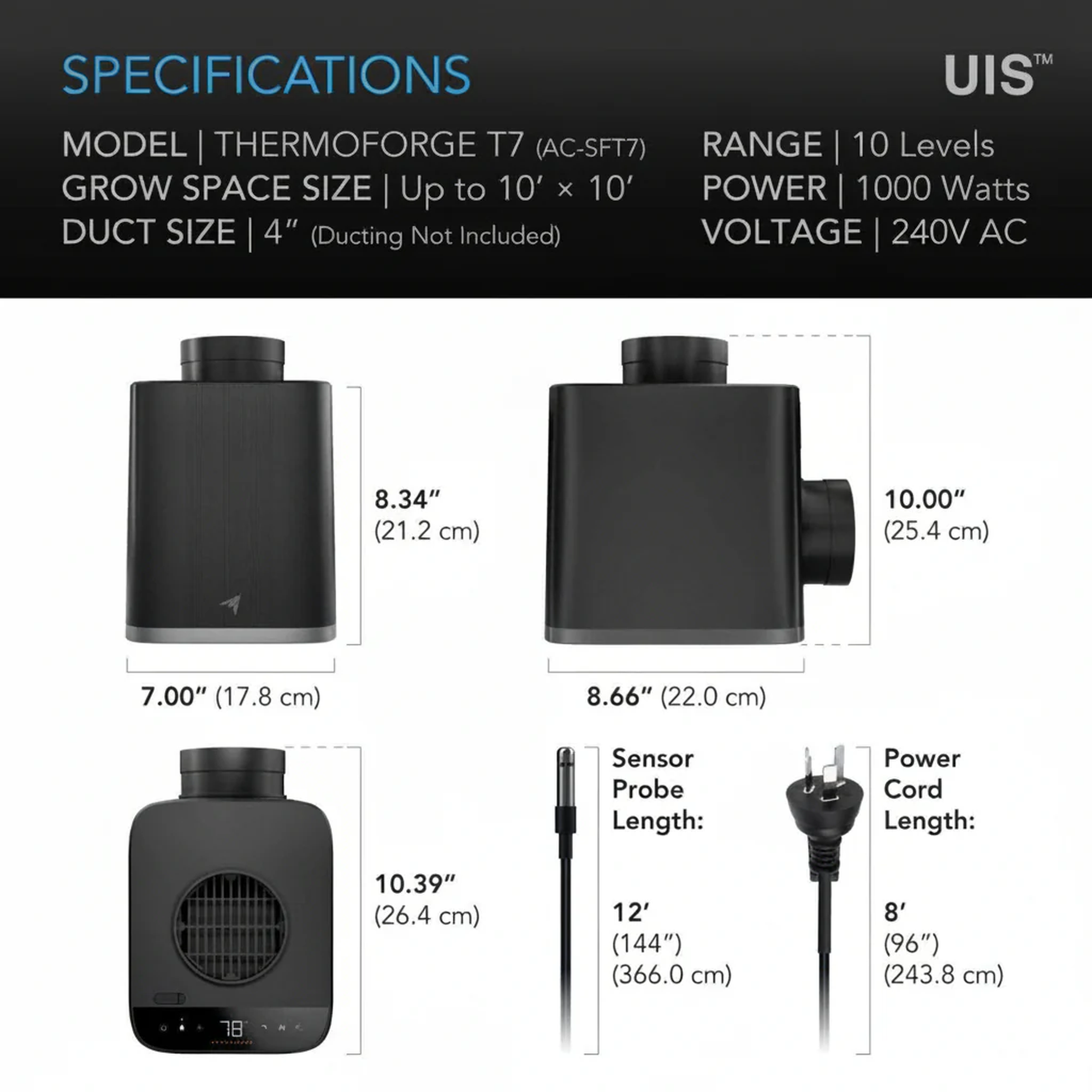 AC Infinity Thermoforge T7 — Specifications