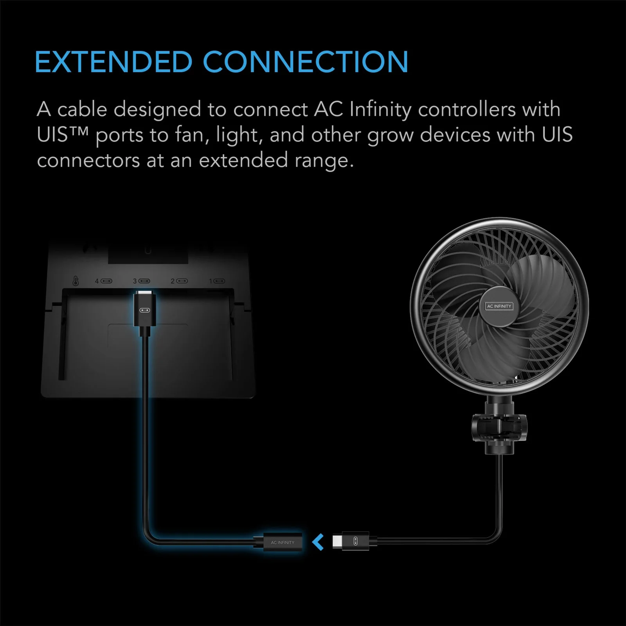 AC Infinity UIS Device Extension Cable — Extended Connection