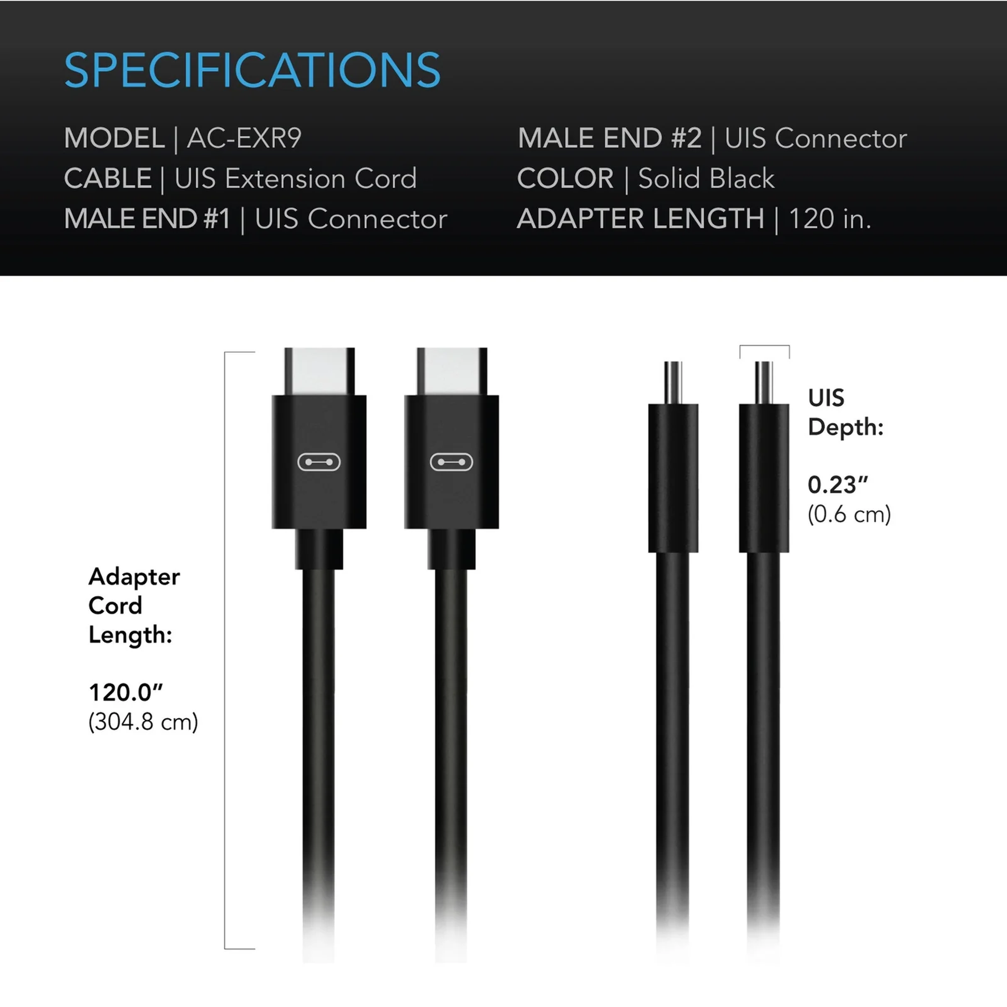 AC Infinity UIS Extension Cable — USB C Male to Male — Specifications