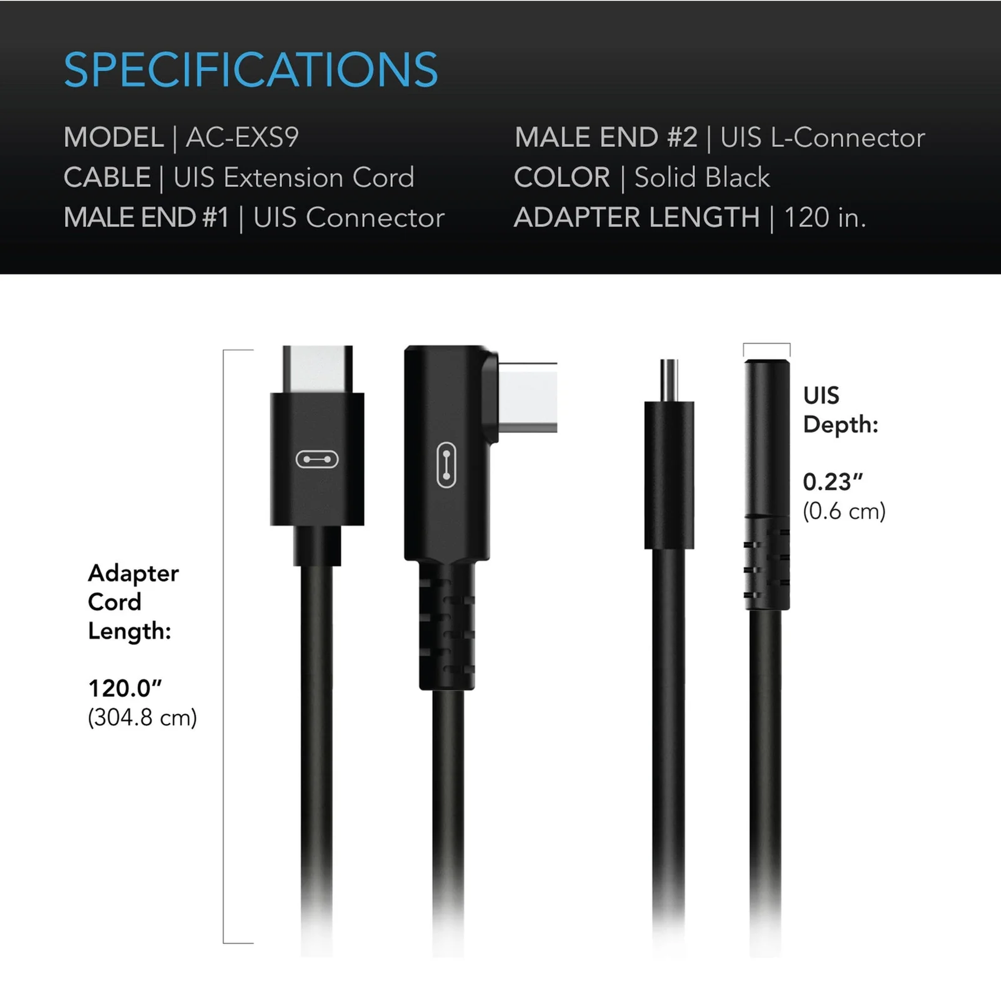 AC Infinity UIS Extension L Shaped Cable — USB C Male — Male — Specifications