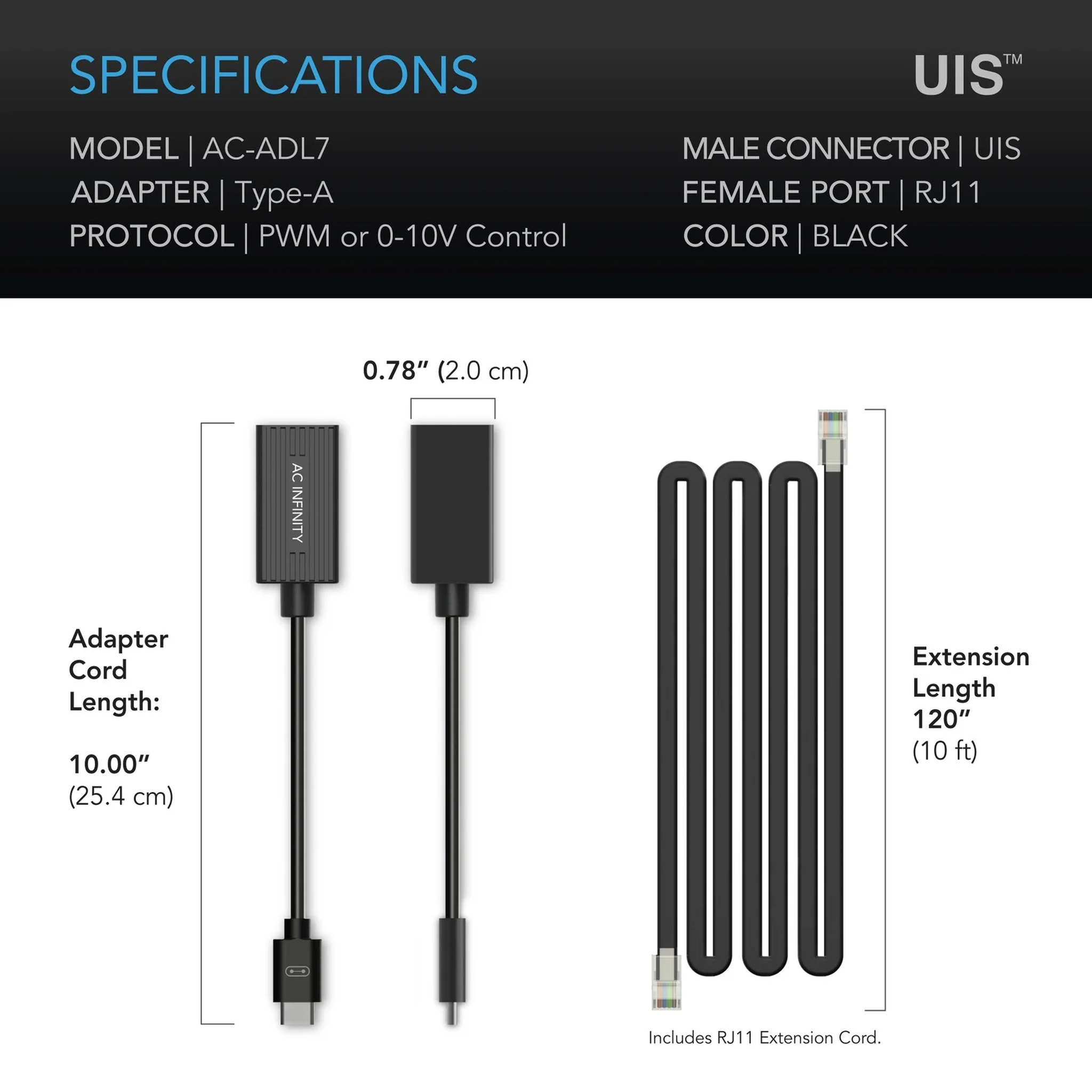 AC Infinity UIS Lighting Adapter Type-A — Specifications